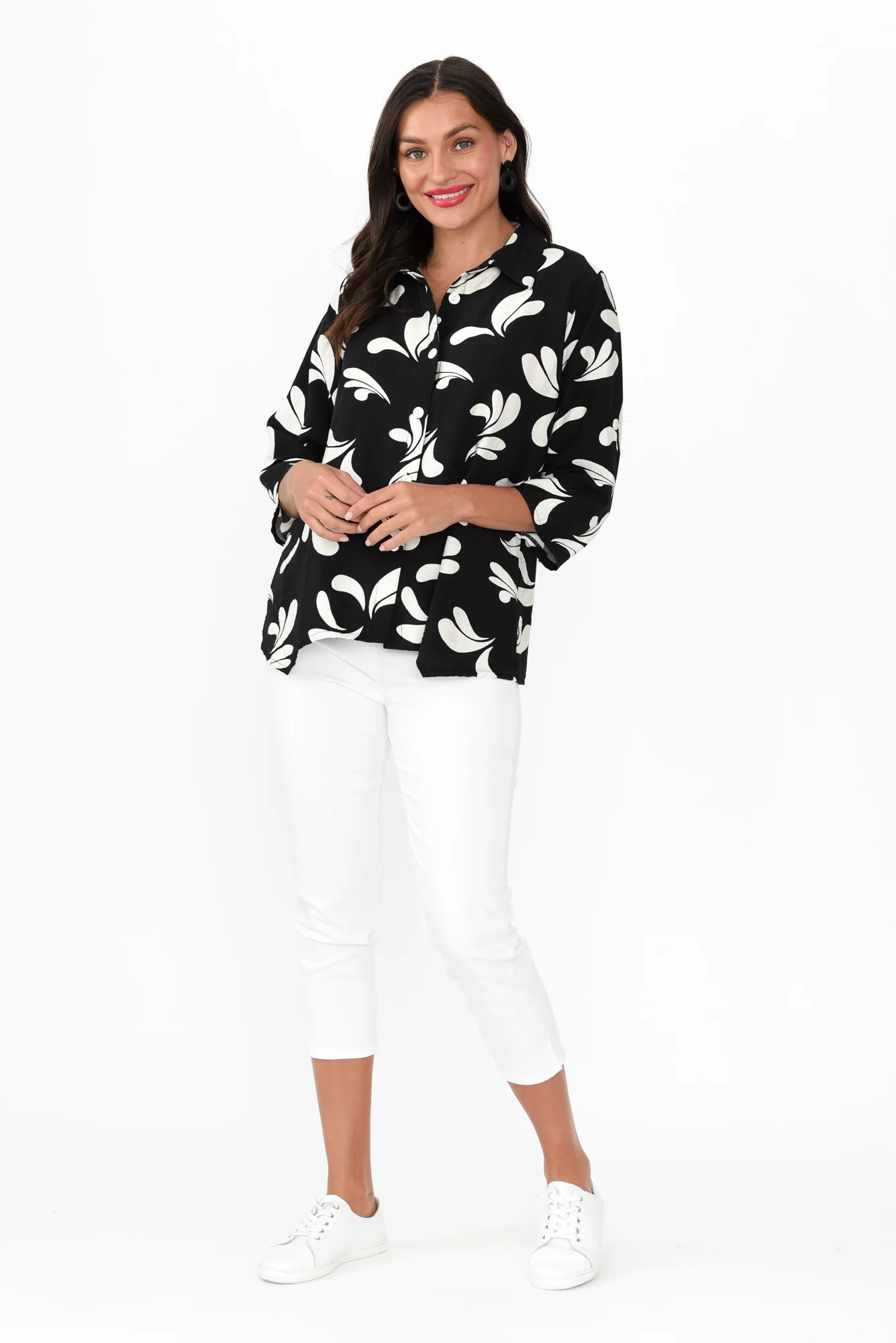 Myah Black Splash Collared Shirt