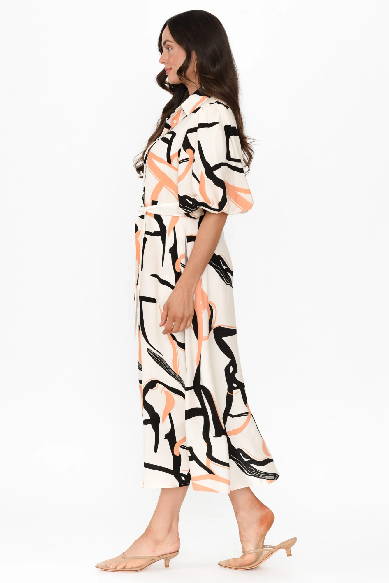 Bimini Cream Geo Cotton Blend Dress