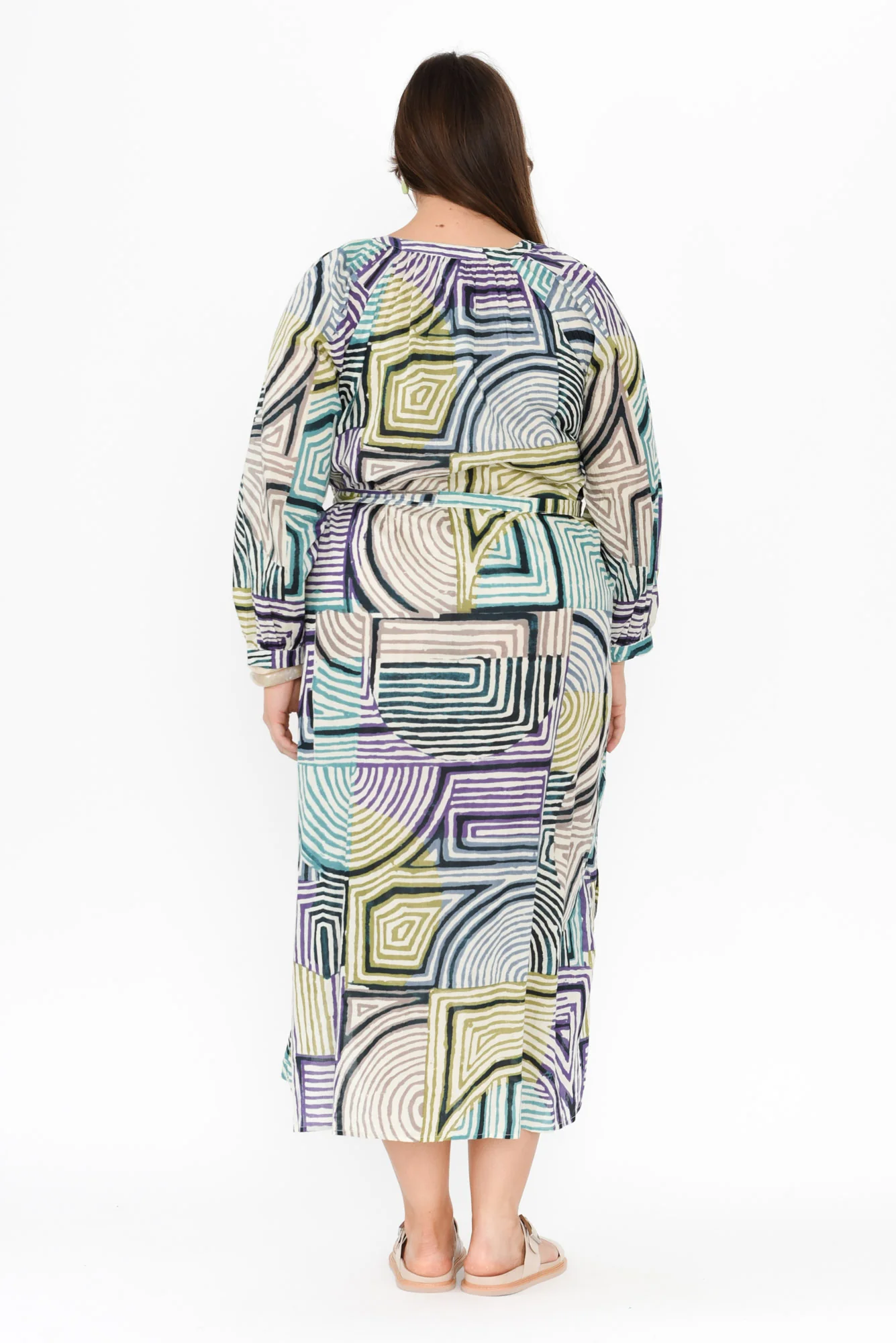 Liliana Green Ripple Cotton Kaftan