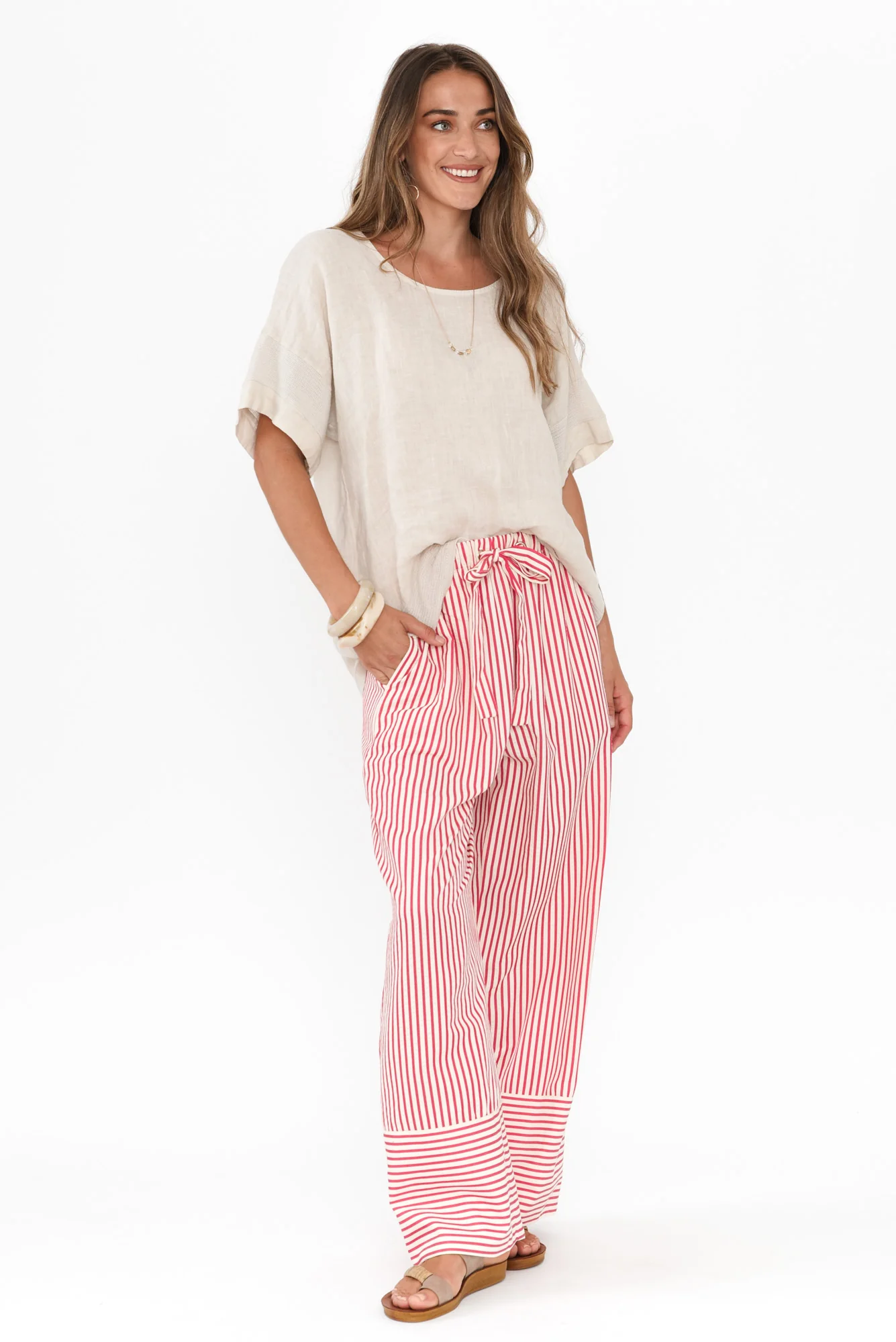 Portia Red Stripe Drawstring Pants