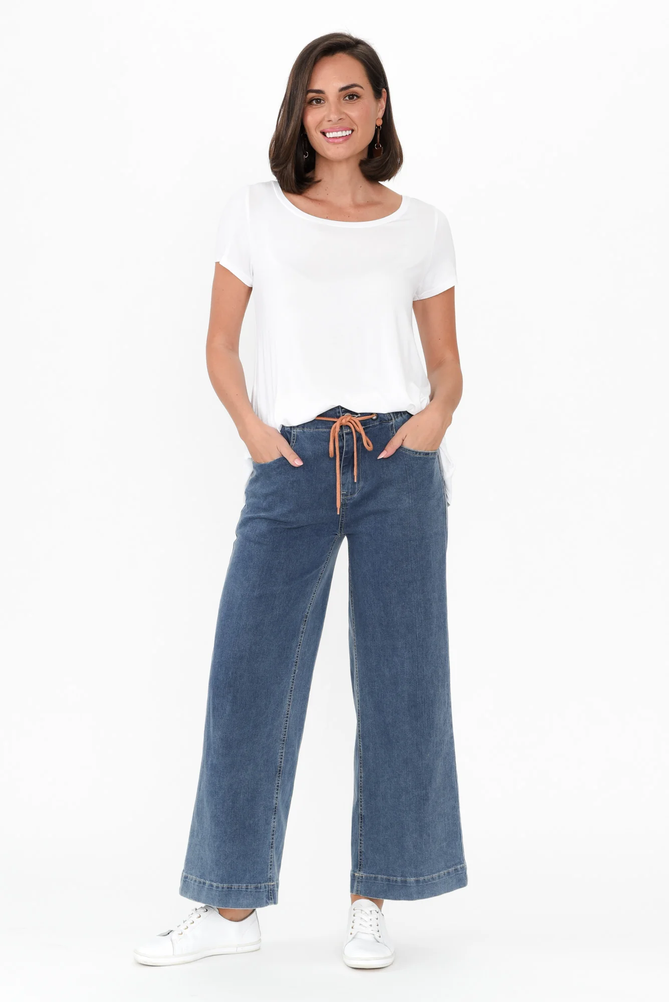 Halifax Dark Blue Denim Wide Leg Pants