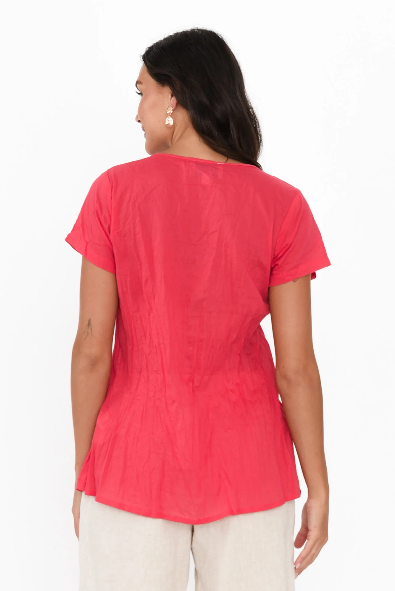 Fia Cherry Crinkle Cotton Top