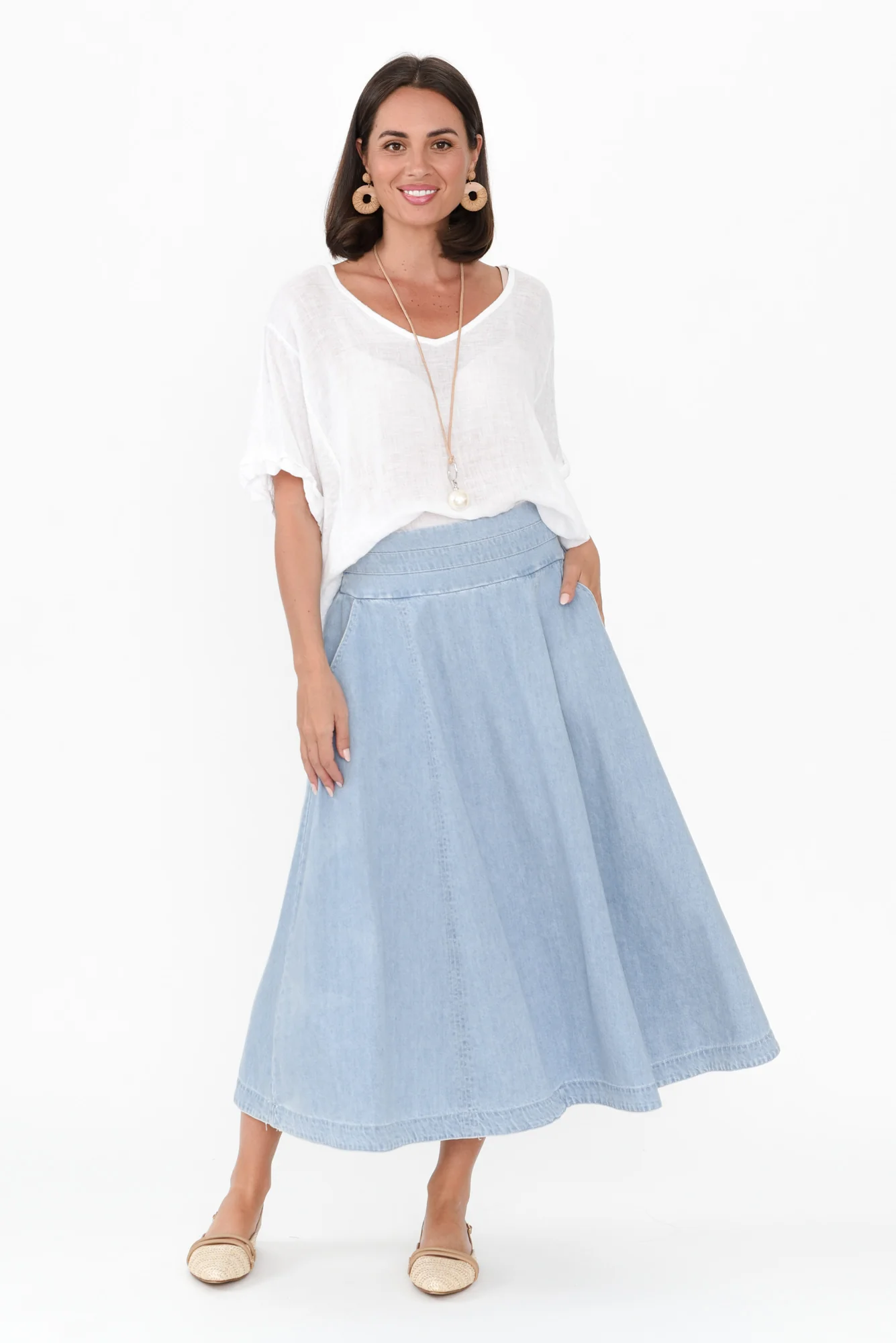 Darcy Light Wash Denim Skirt