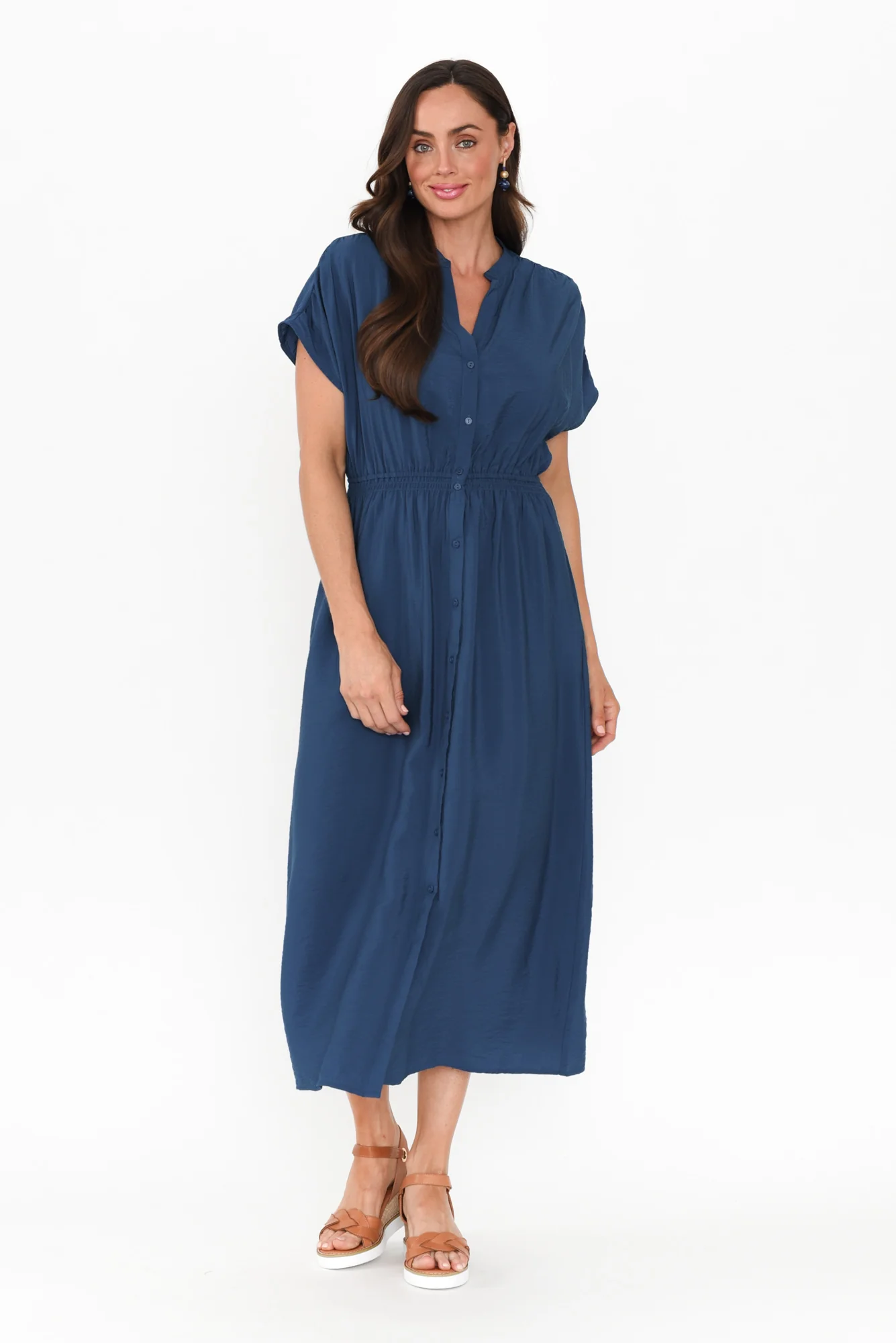 Simone Blue Button Dress
