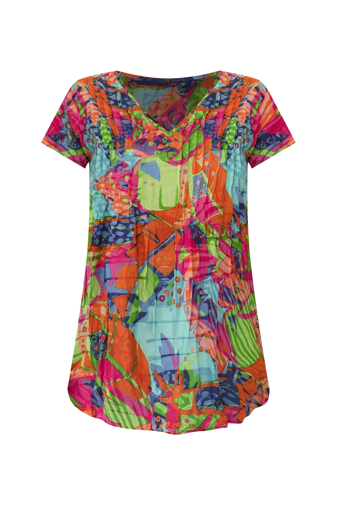 Fia Sky Tropical Crinkle Cotton Top