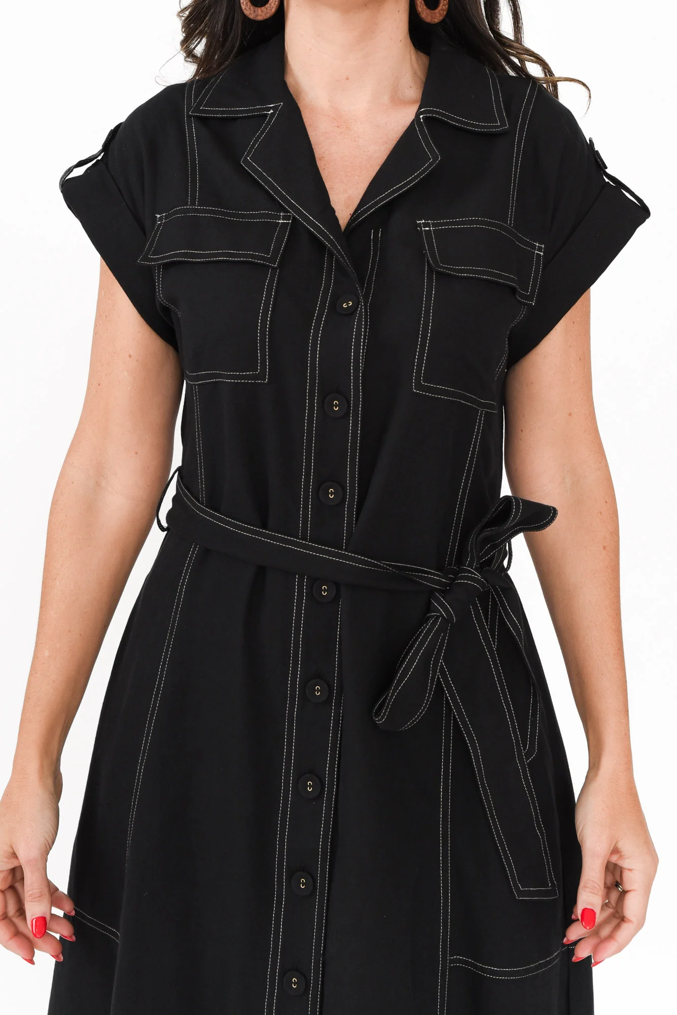 Patricia Black Cotton Blend Tie Dress