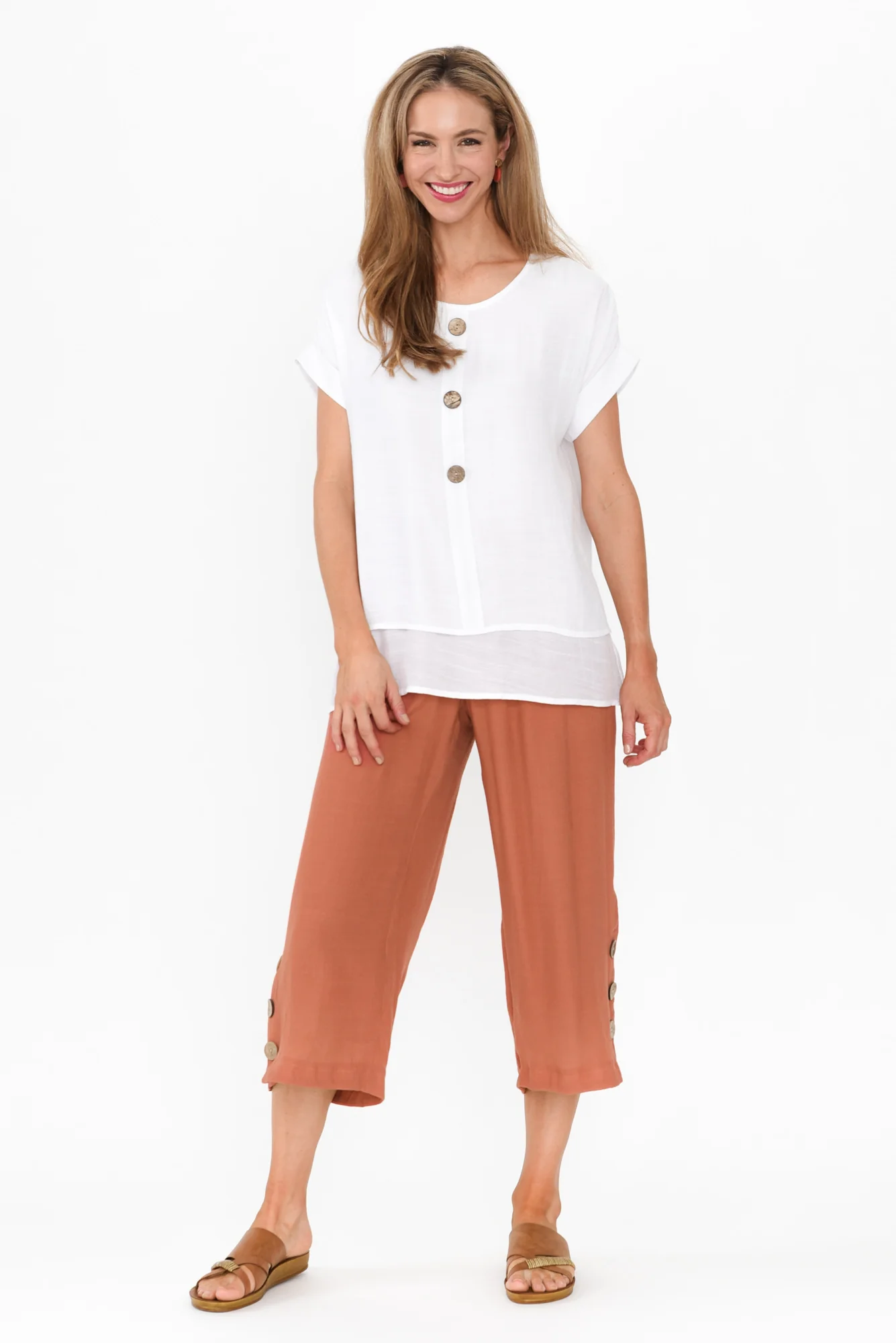 Lettie Rust Button Pants