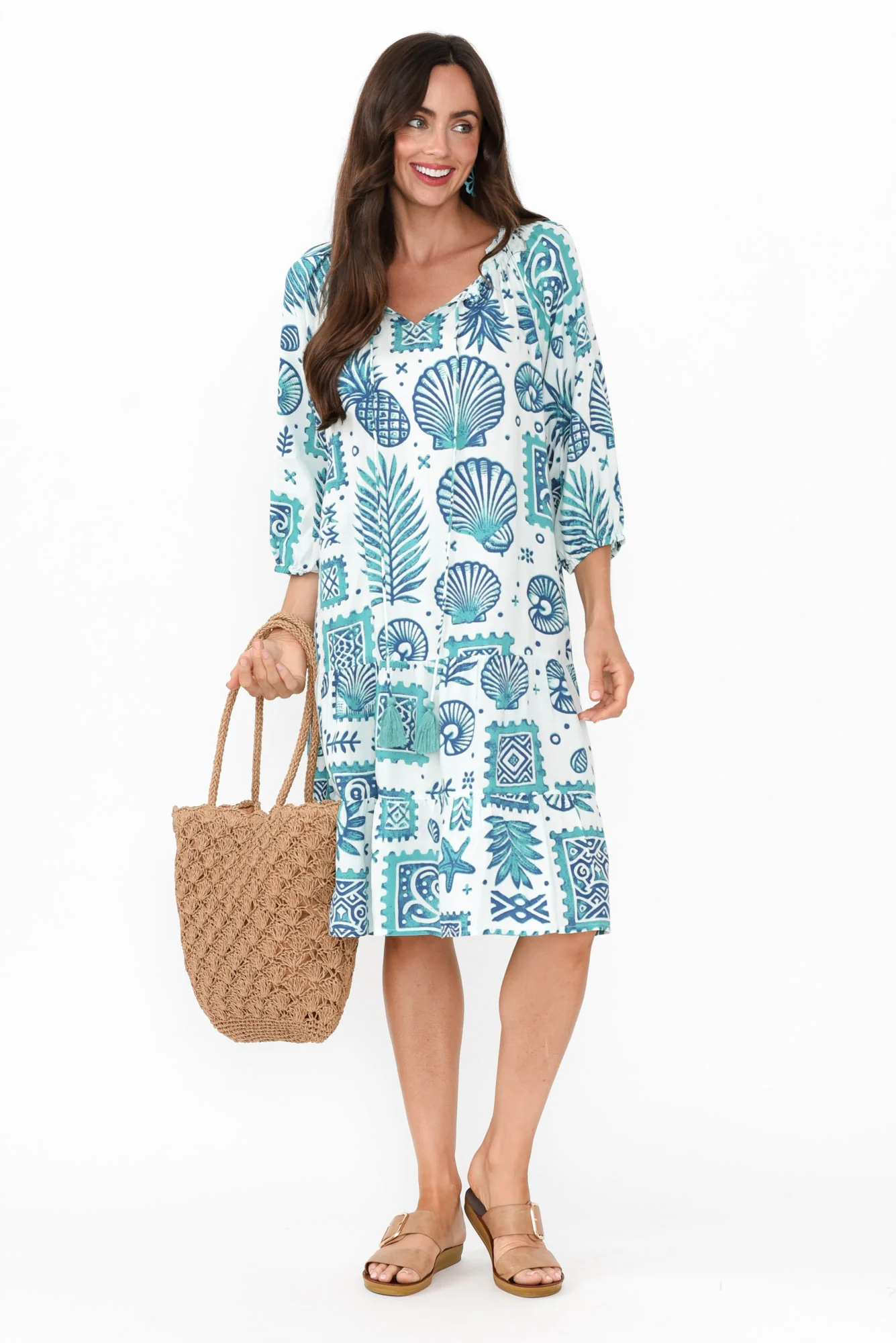 Rashida Blue Seaside Tassel Dress