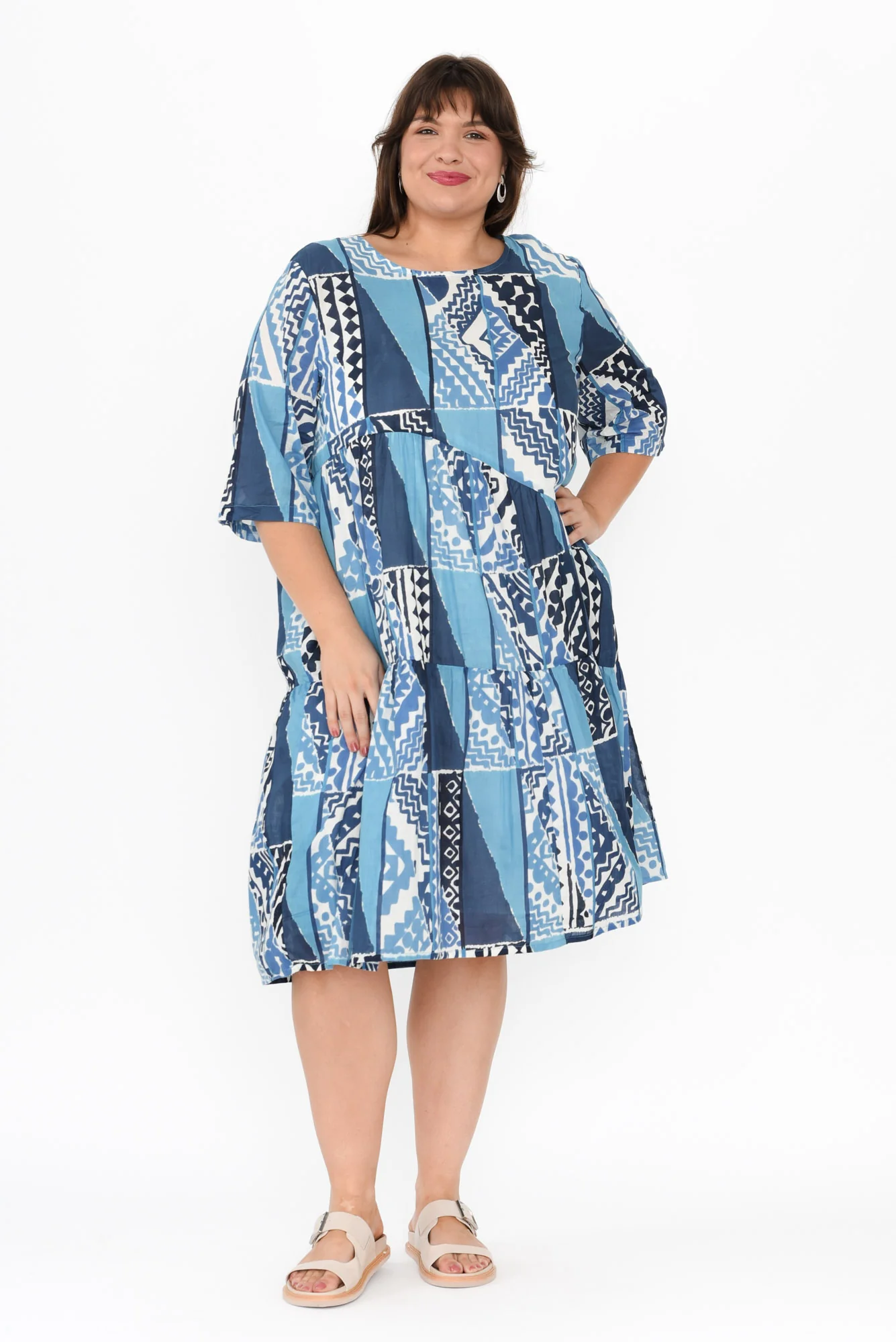 Violetta Blue Motif Cotton Dress