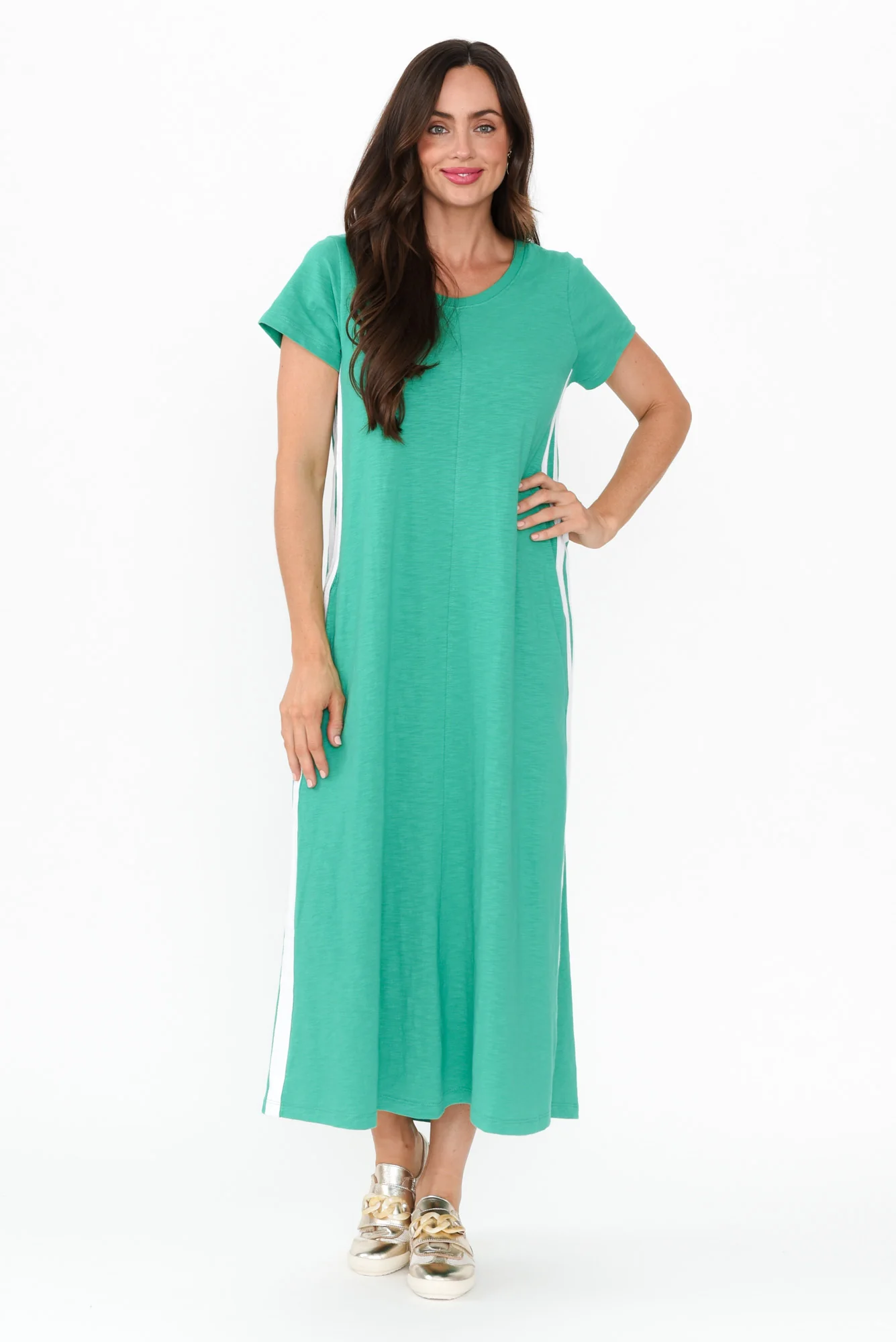 Recovery Green Trim Cotton Dress