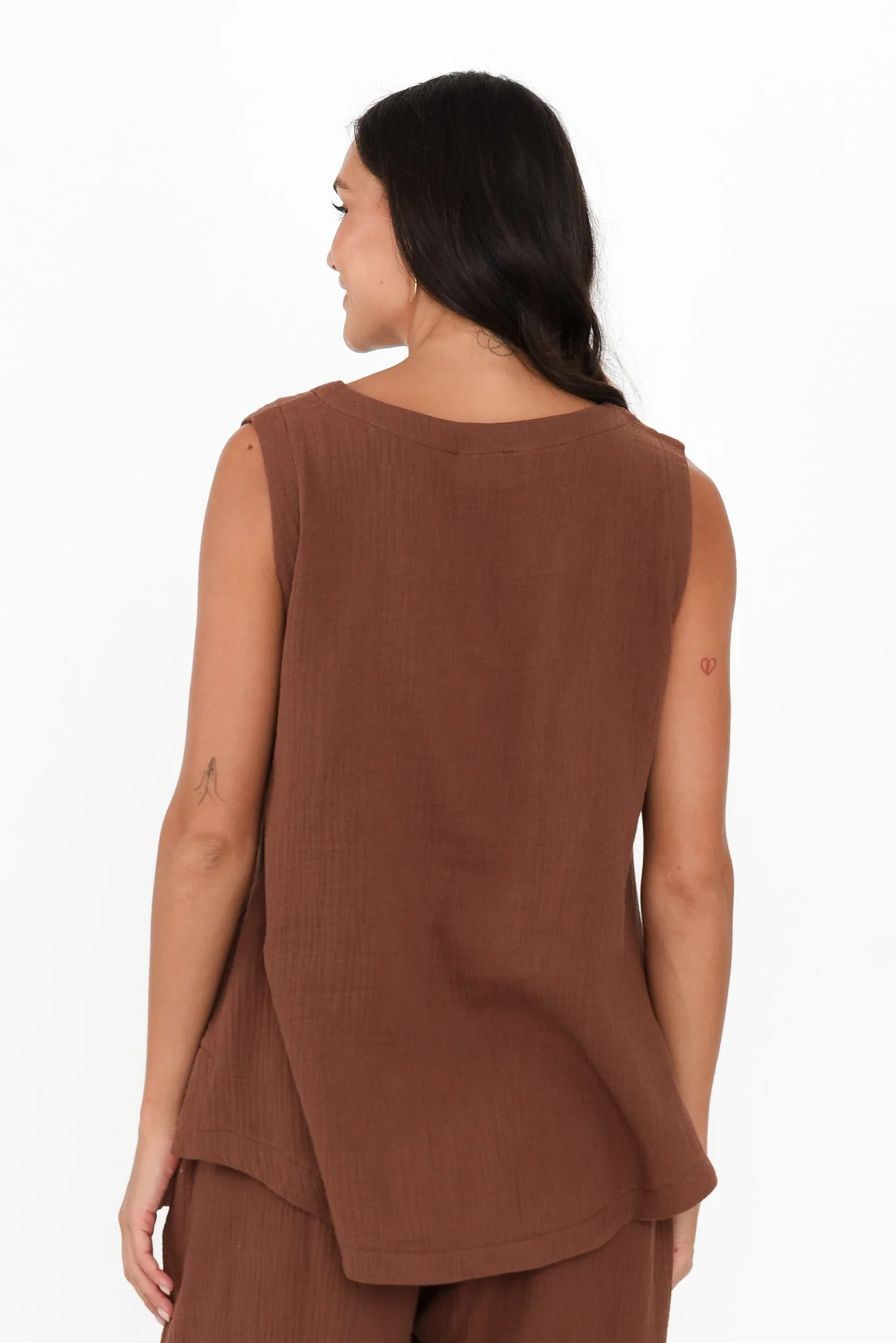 Reuben Mocha Cotton Cheesecloth Tank