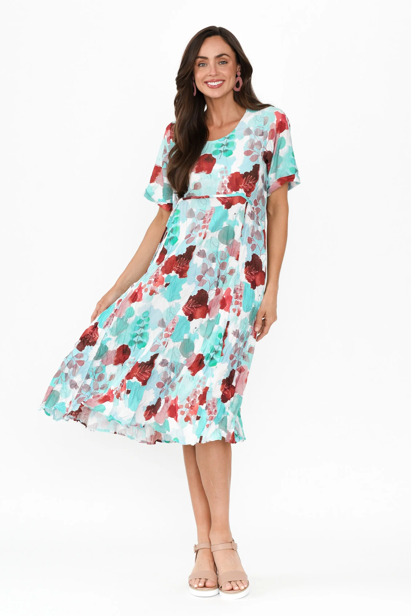 Soraya Blue Floral Linen Blend Dress