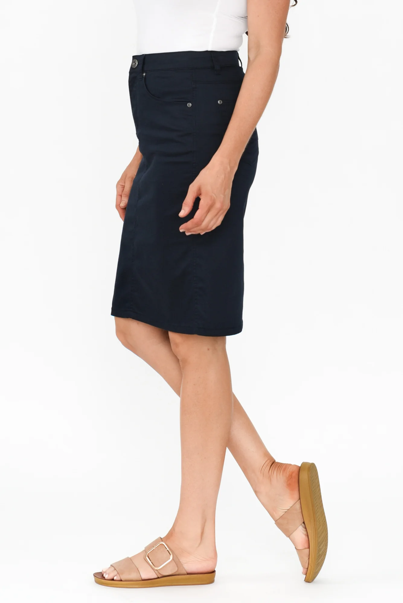 Palin Navy Zip Front Skirt