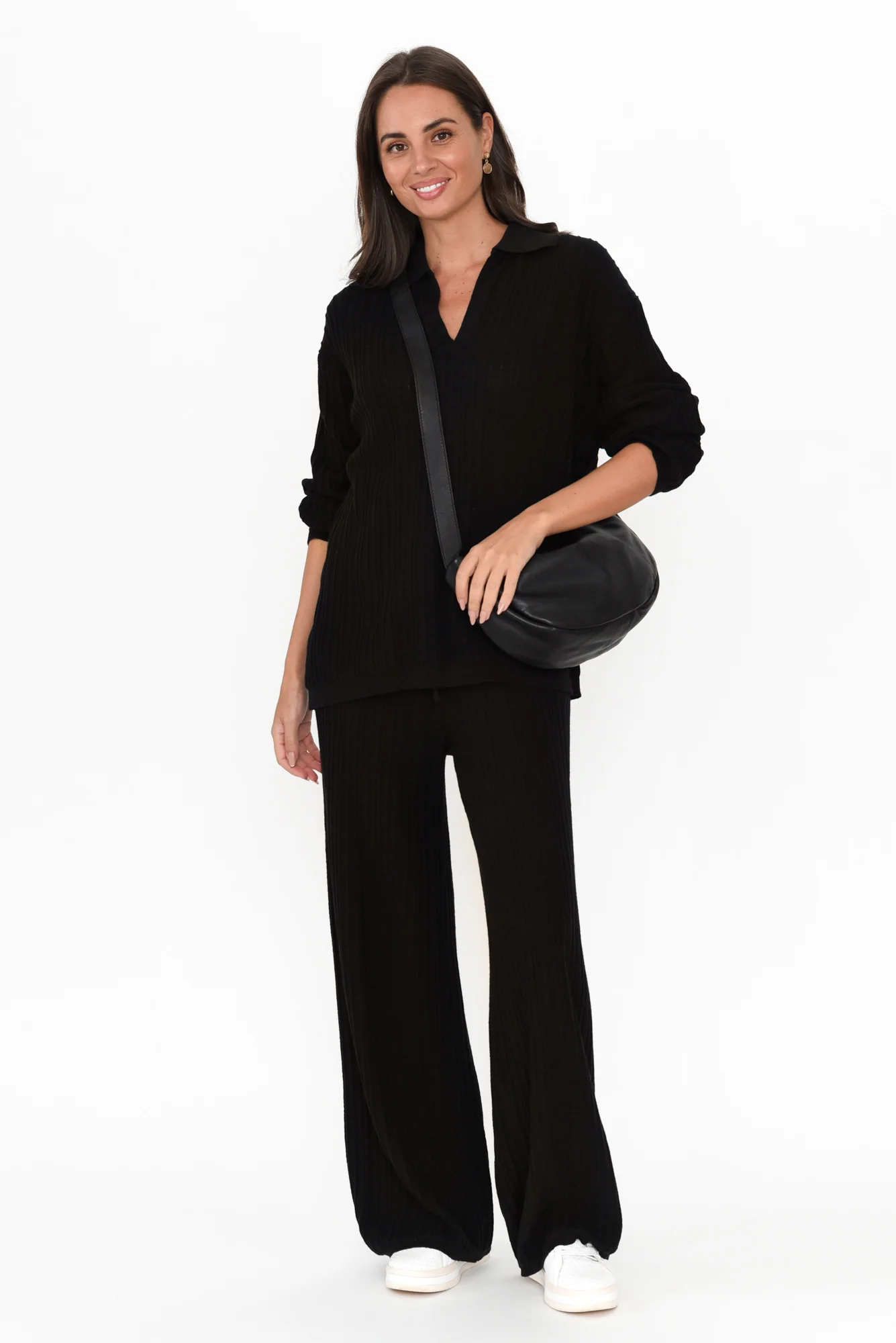 Mapleton Black Collared Knit Jumper