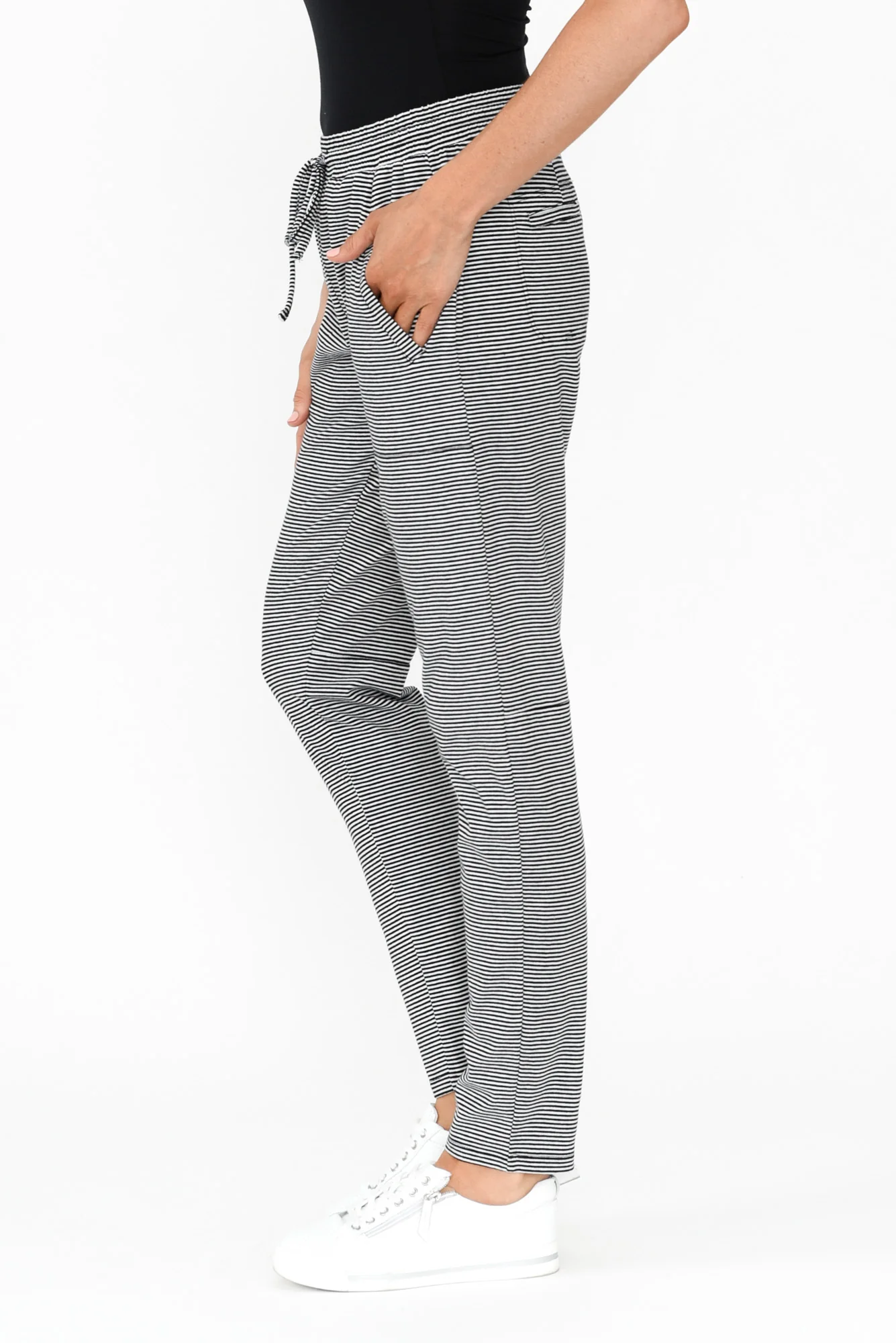 Timmy Black Stripe Cotton Drawstring Pants