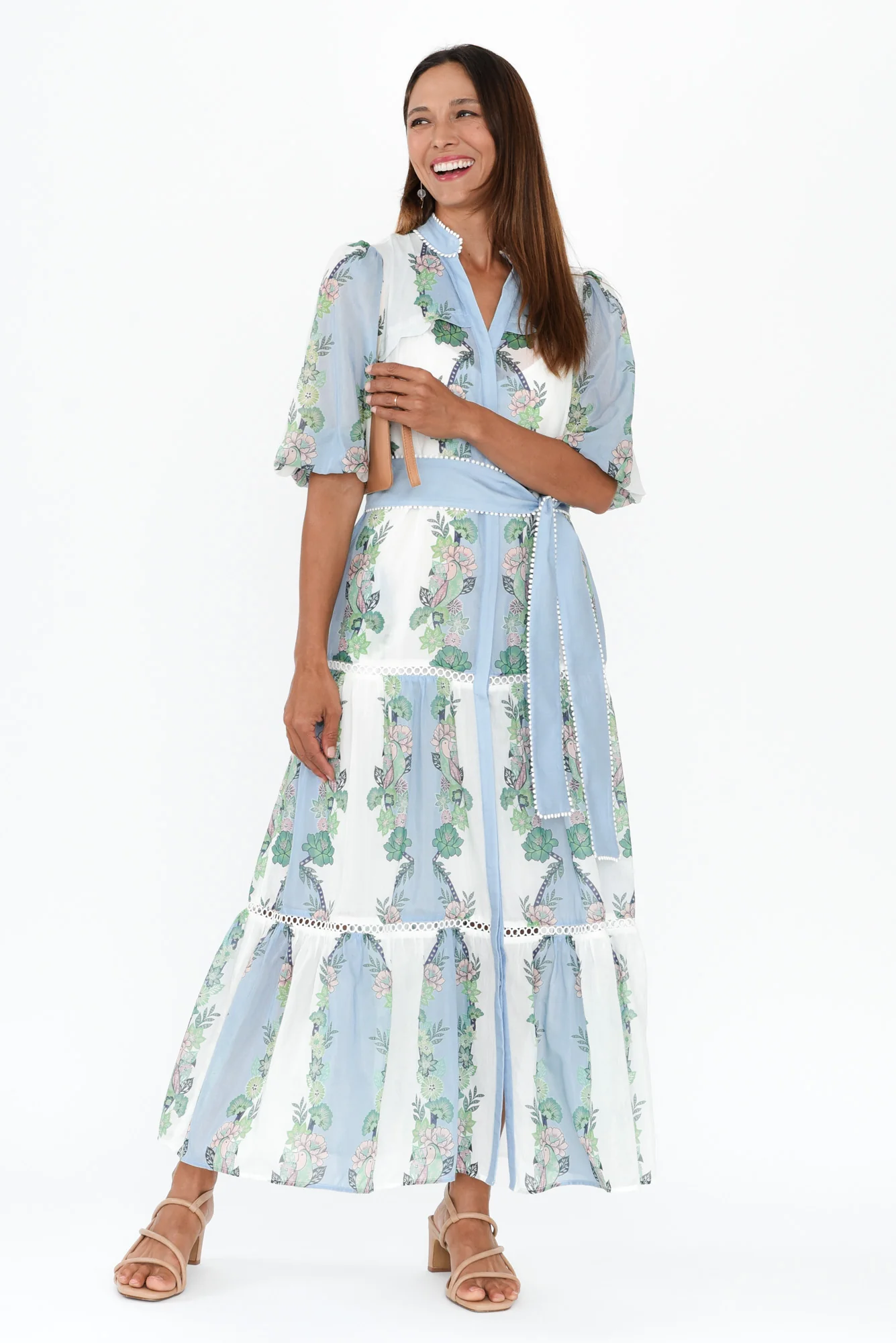 Kaylani Blue Paradise Cotton Silk Dress