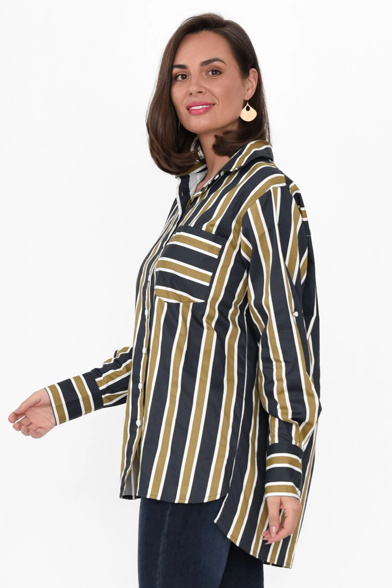 Kerry Navy Stripe Cotton Shirt