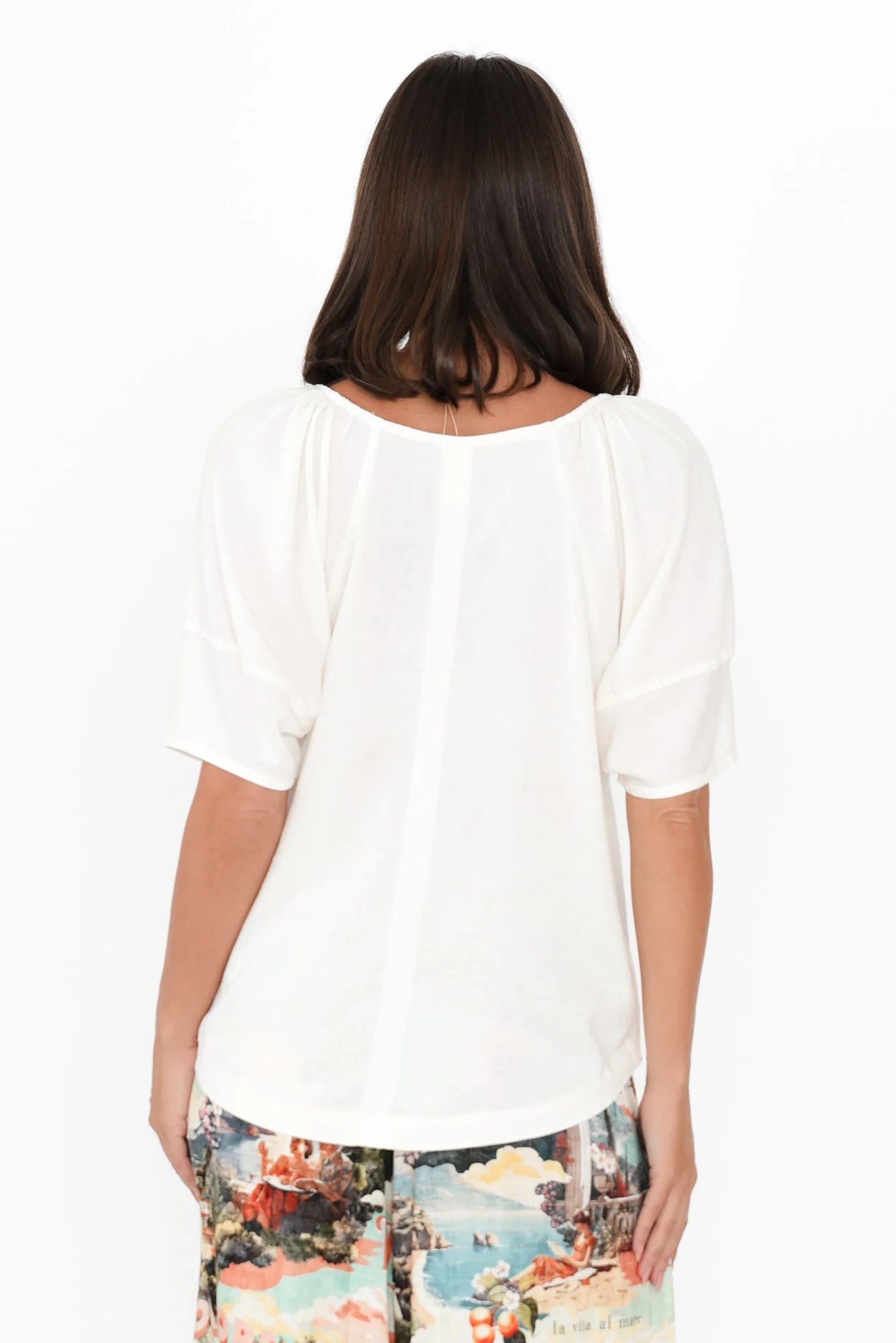 Grove White Linen Blend Top