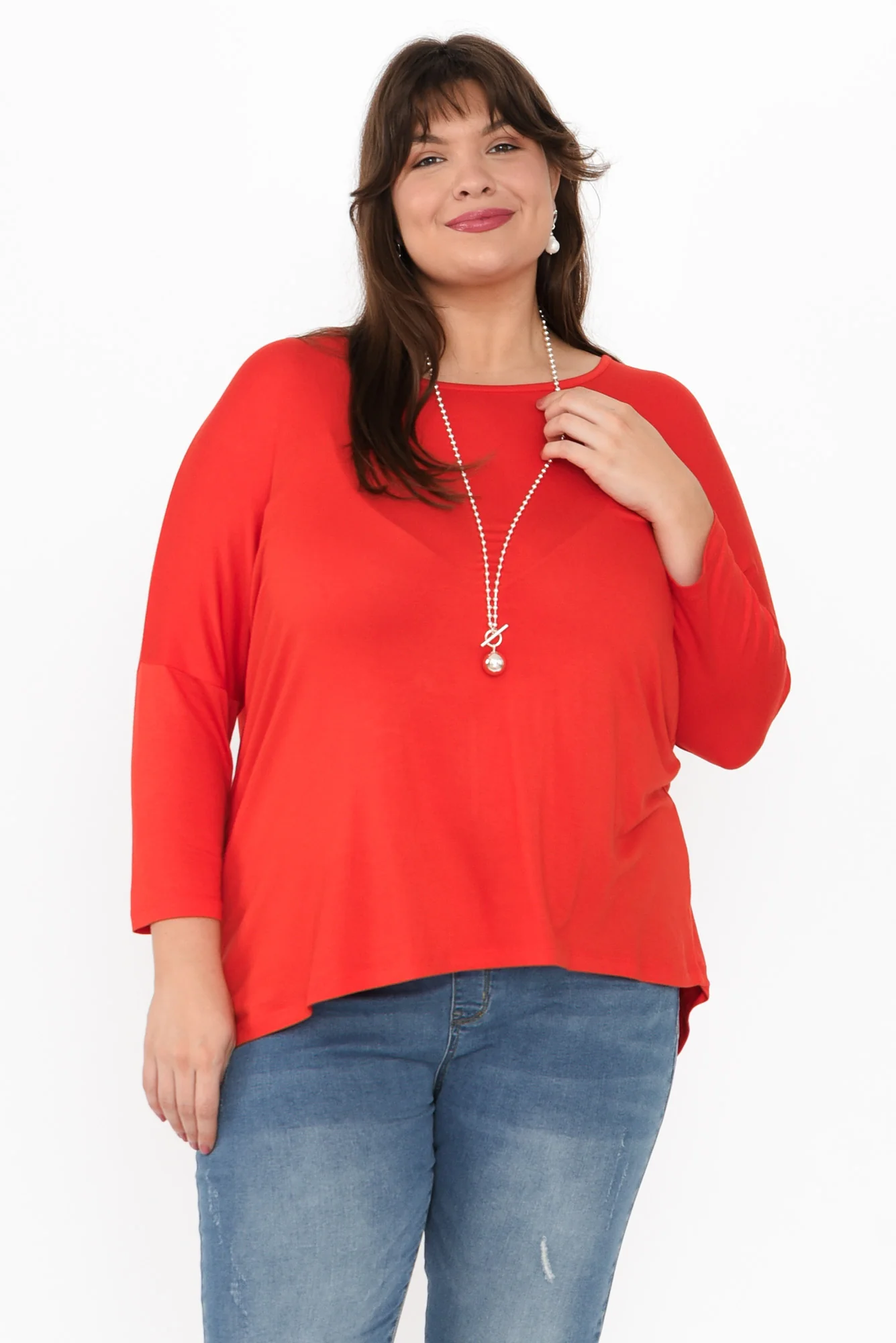 Red Milan 3/4 Sleeve Top