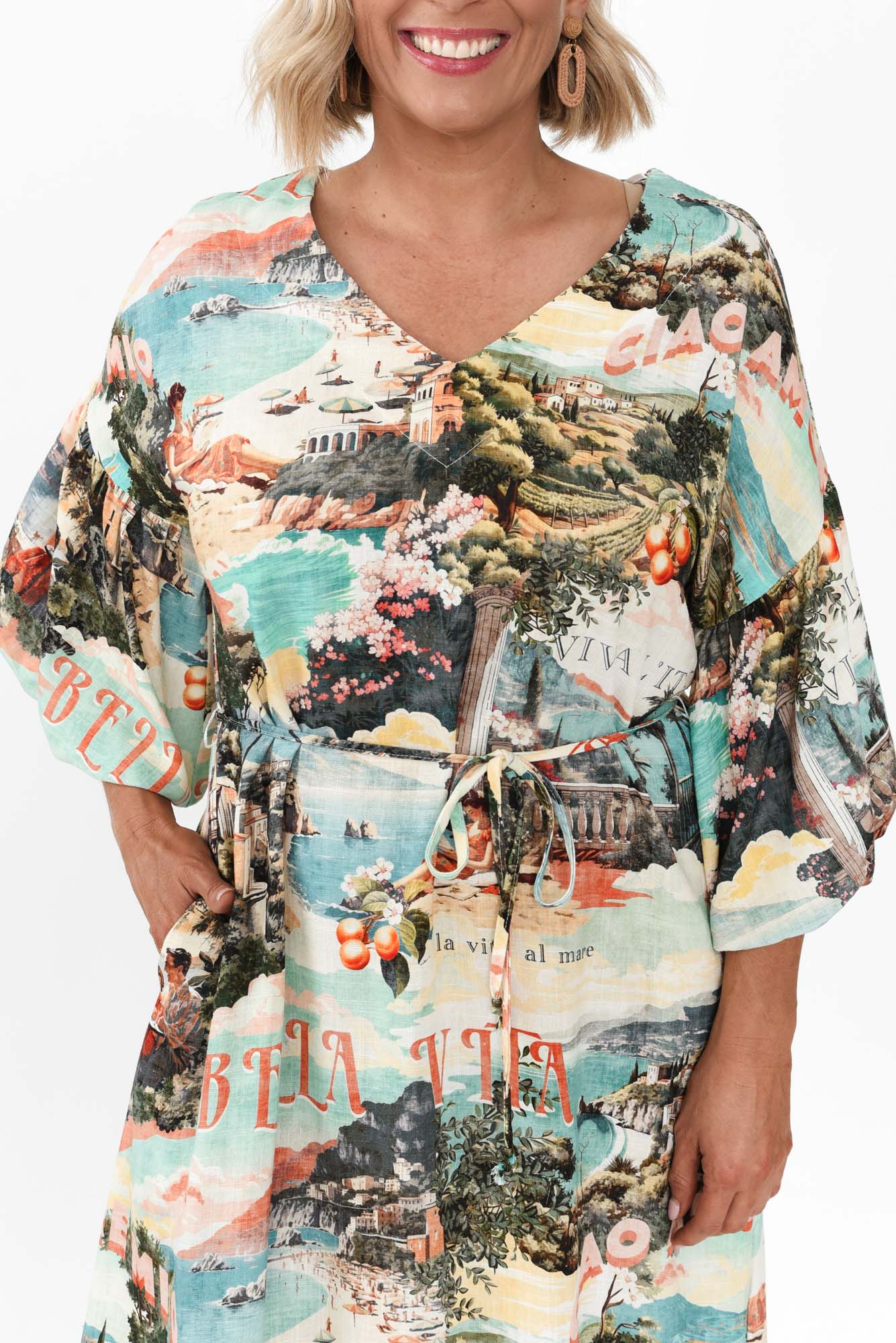 Envy Blue Island Linen Blend Dress