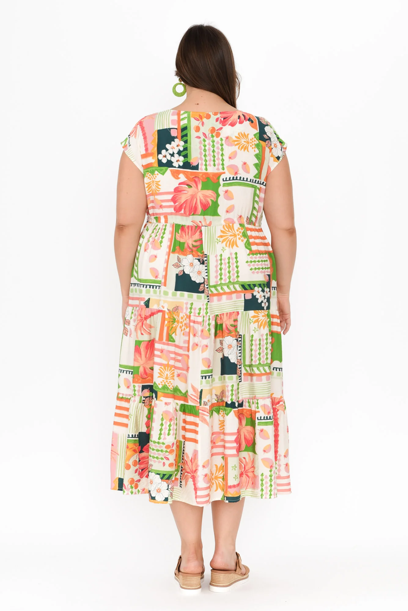 Priscilla Green Tropical Sleeveless Dress
