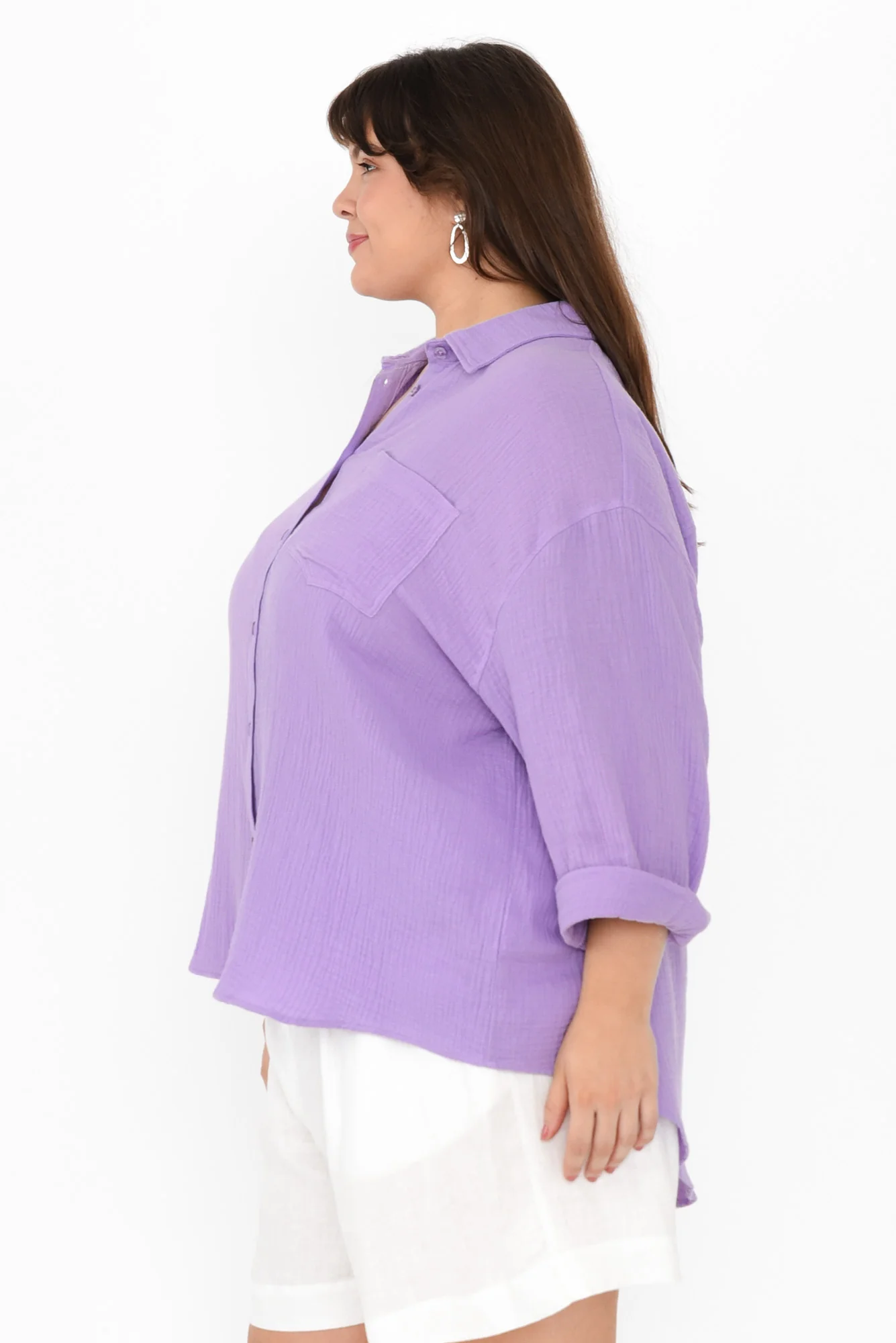 Natalia Lilac Cotton Cheesecloth Shirt