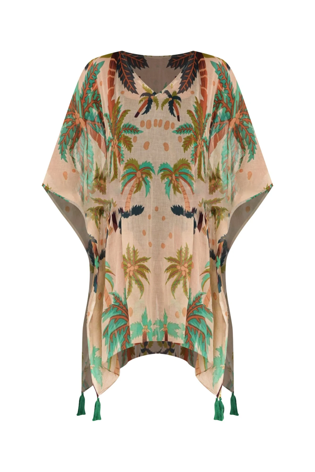 Stella Green Tropical Cotton Kaftan