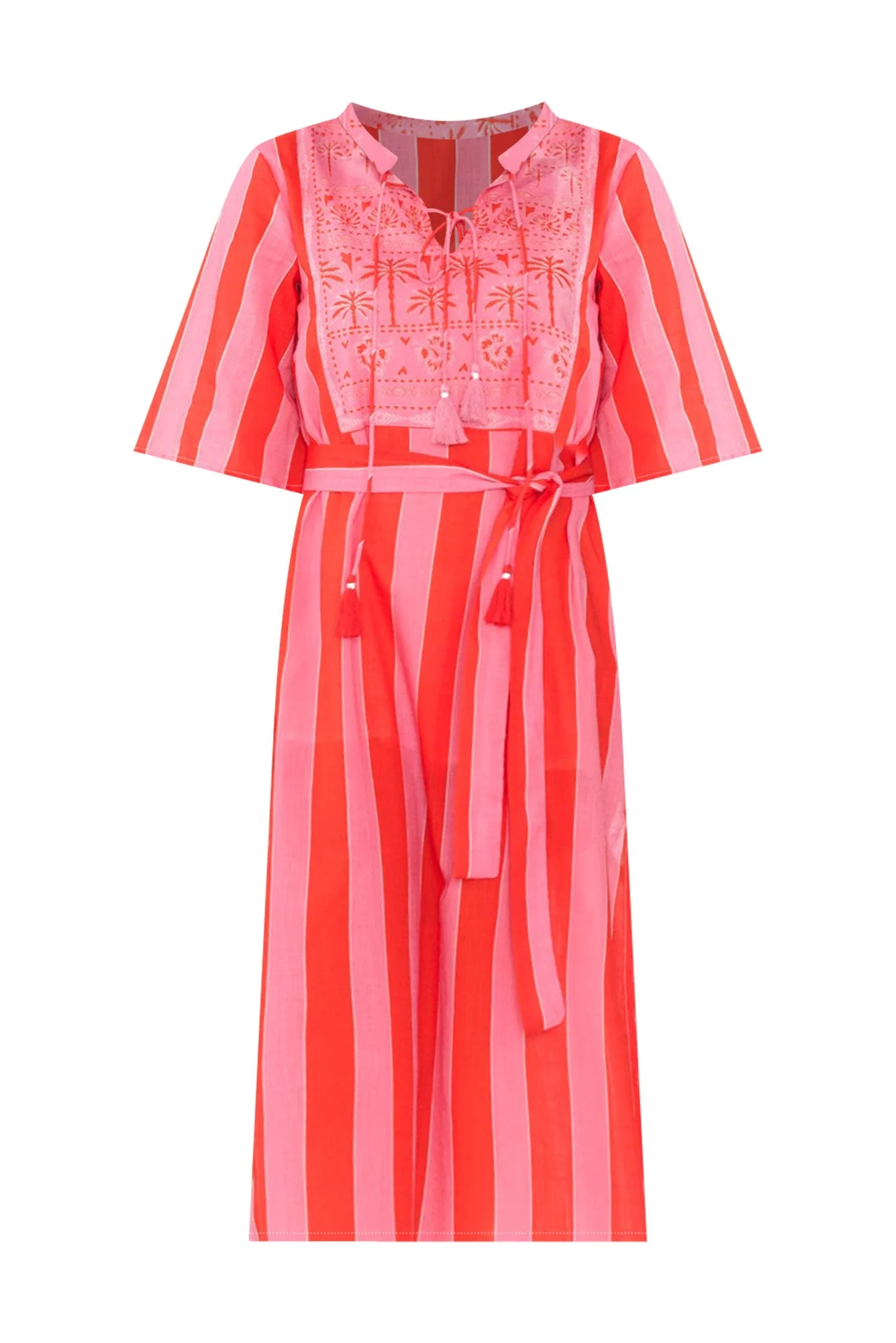 Amery Pink Stripe Cotton Tie Dress