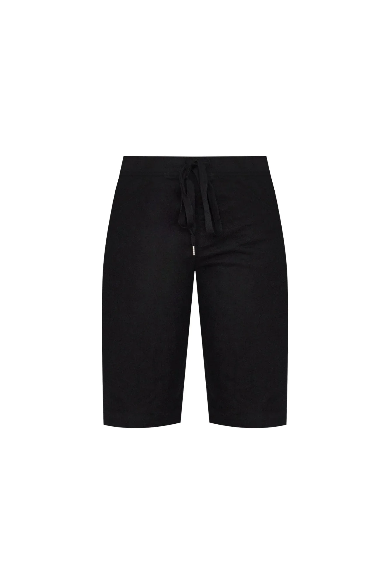 Asha Black Cotton Blend Drawstring Shorts