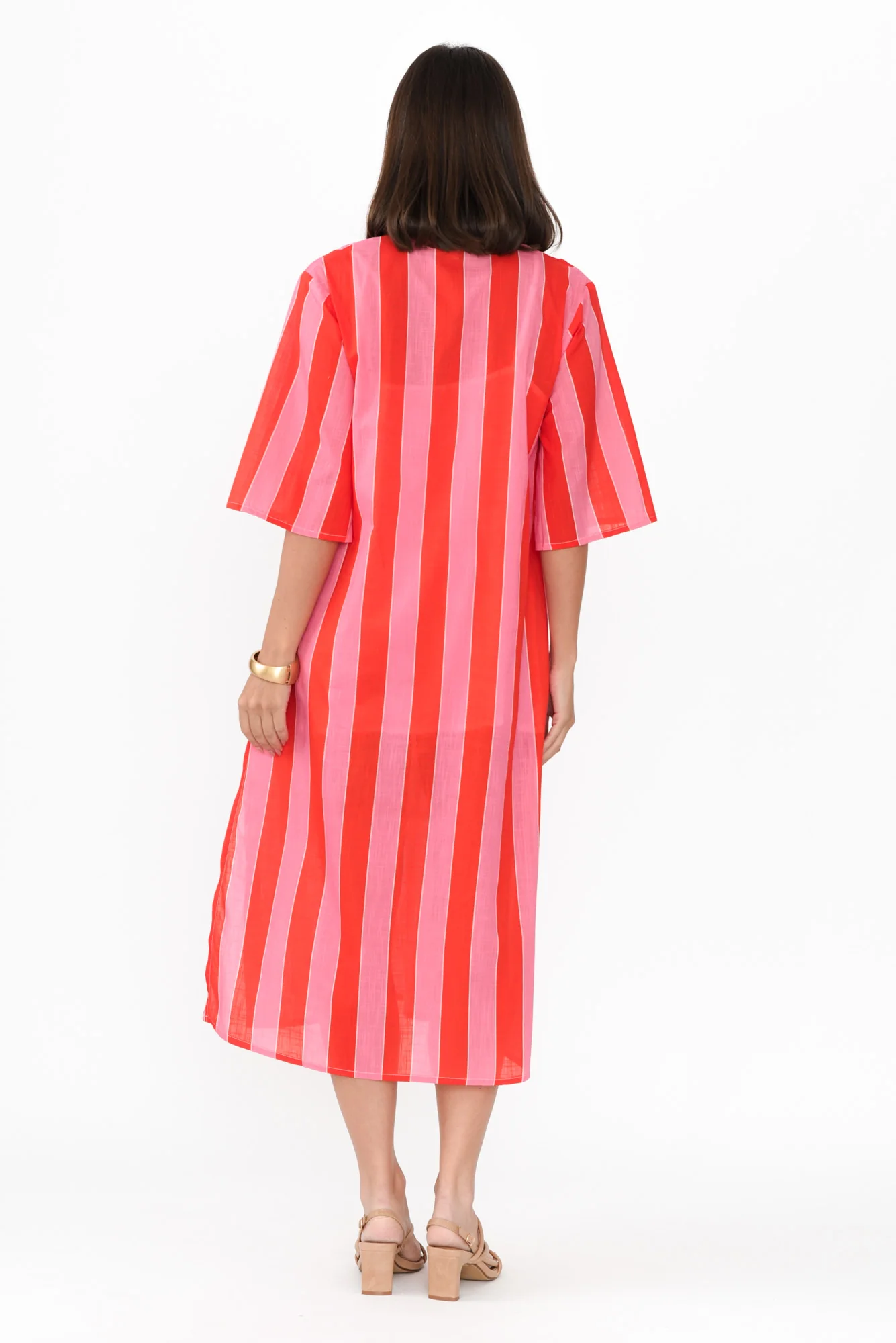 Amery Pink Stripe Cotton Tie Dress
