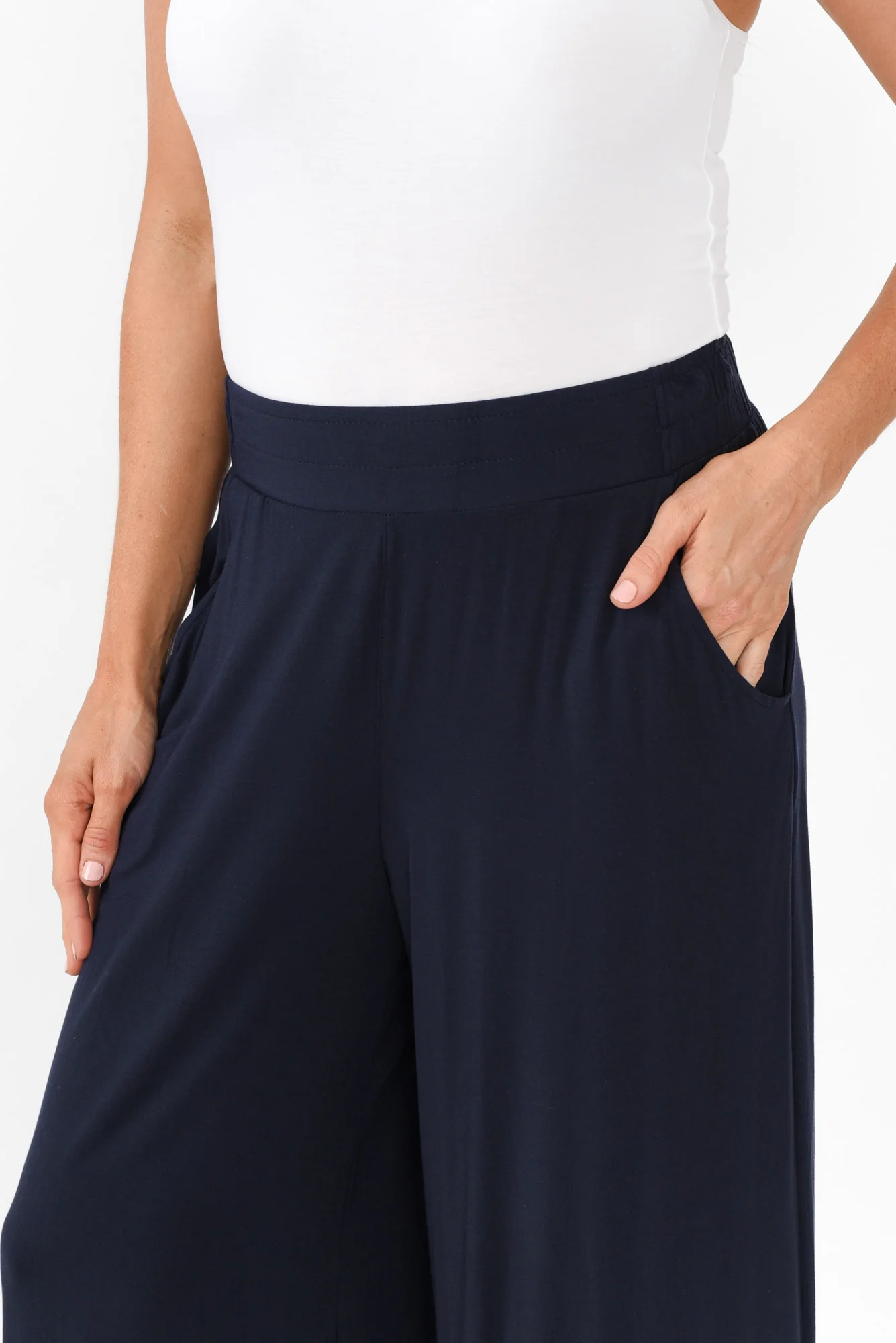 Lola Navy Micro Modal Wide Leg Pants