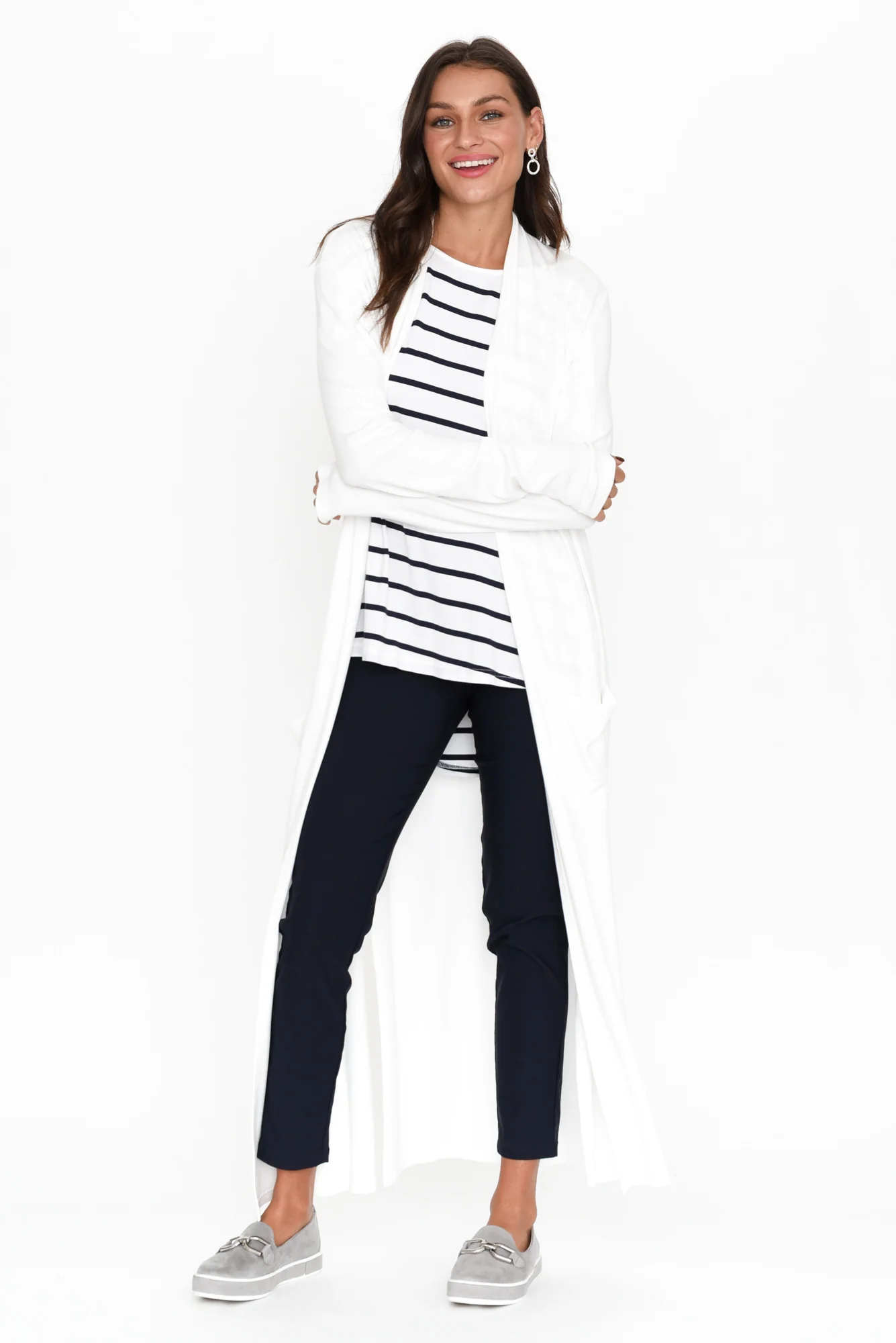 Farren Cream Bamboo Ribbed Pocket Cardigan