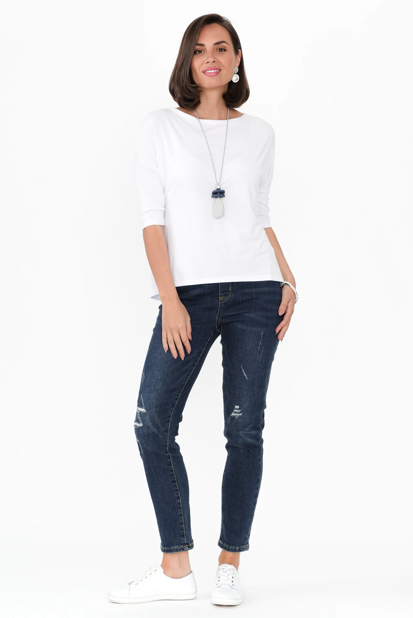 Zadie Distressed Dark Blue Stretch Jeans