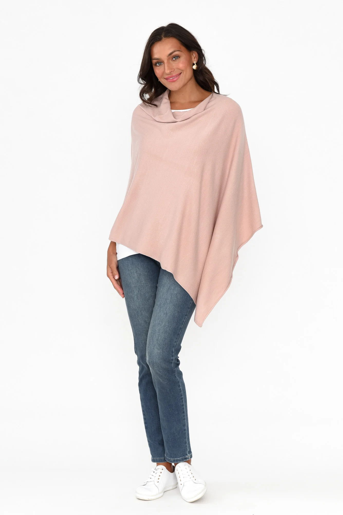 Amy Light Pink Wool Blend Poncho