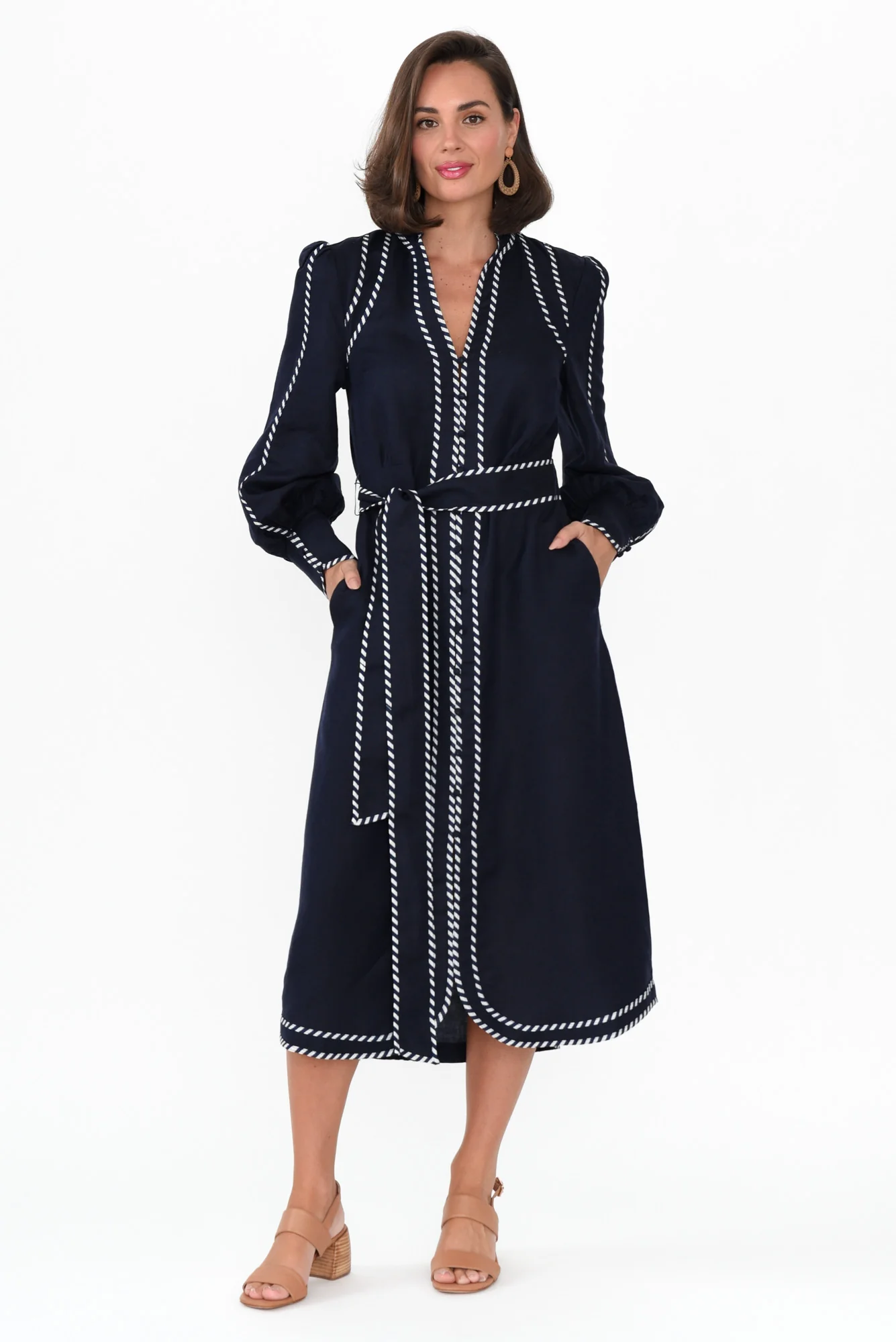 Nova Navy Ink Linen Blend Dress