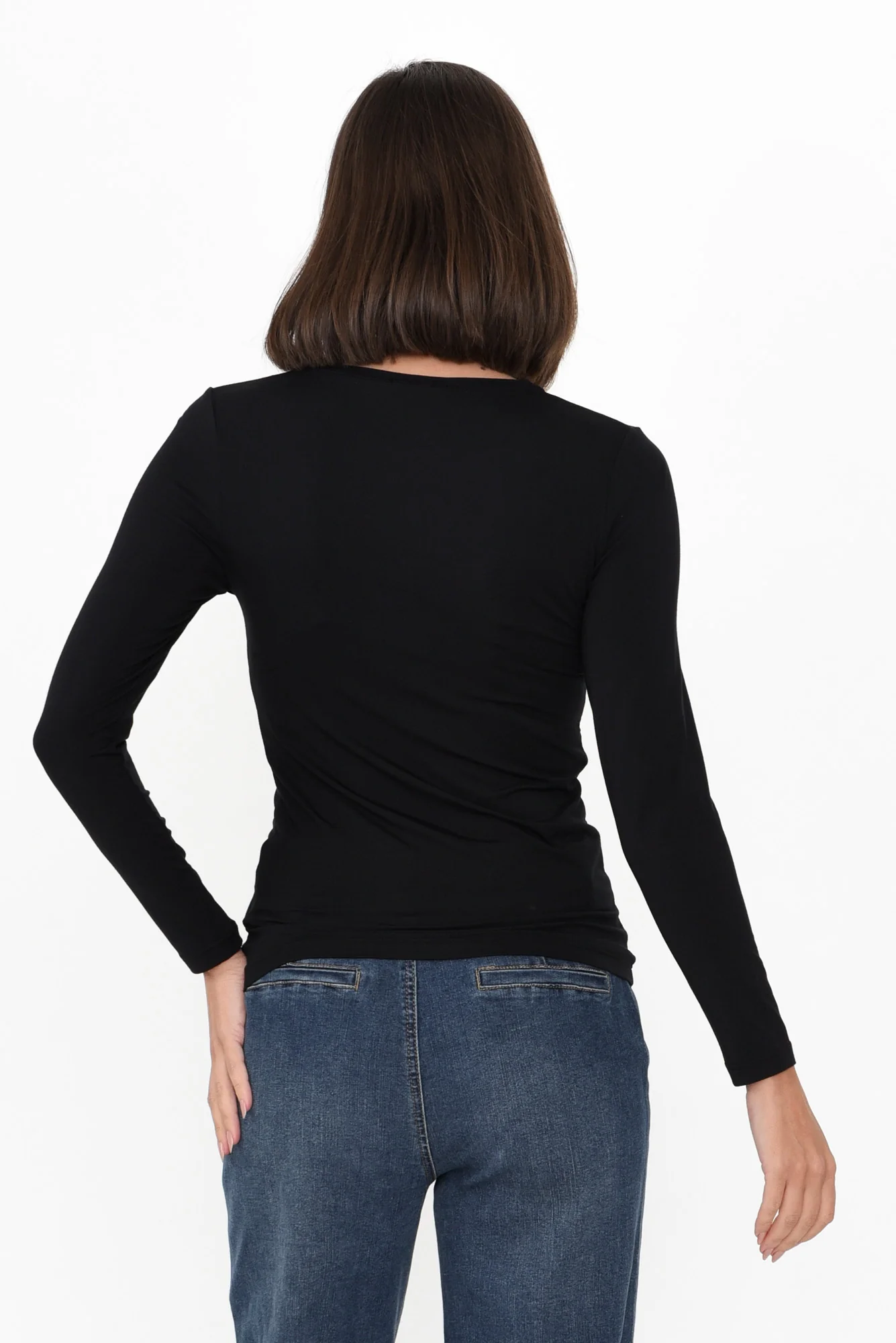 Black Micro Modal Long Sleeve Top
