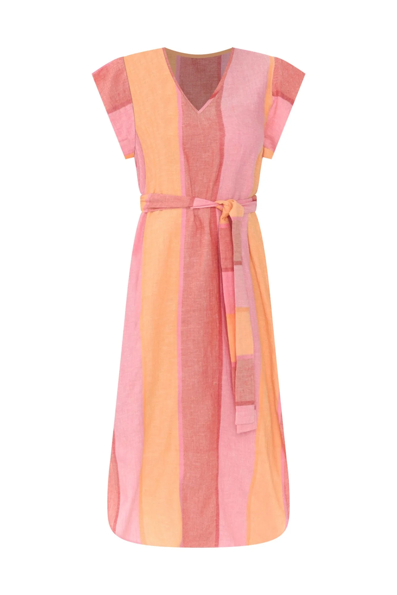 Serendipity Pink Stripe Linen Blend Tie Dress