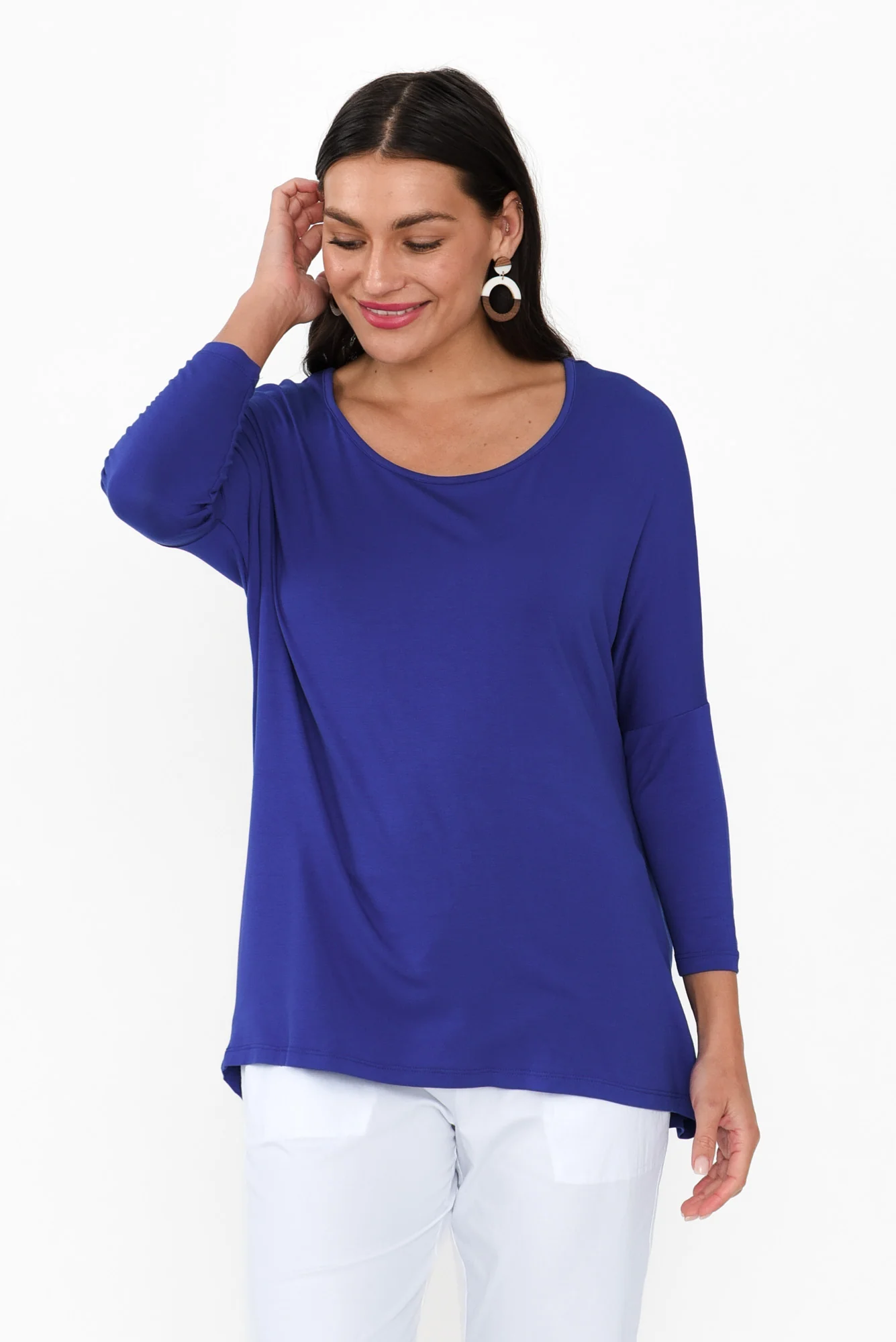 Royal Blue Milan 3/4 Sleeve Top
