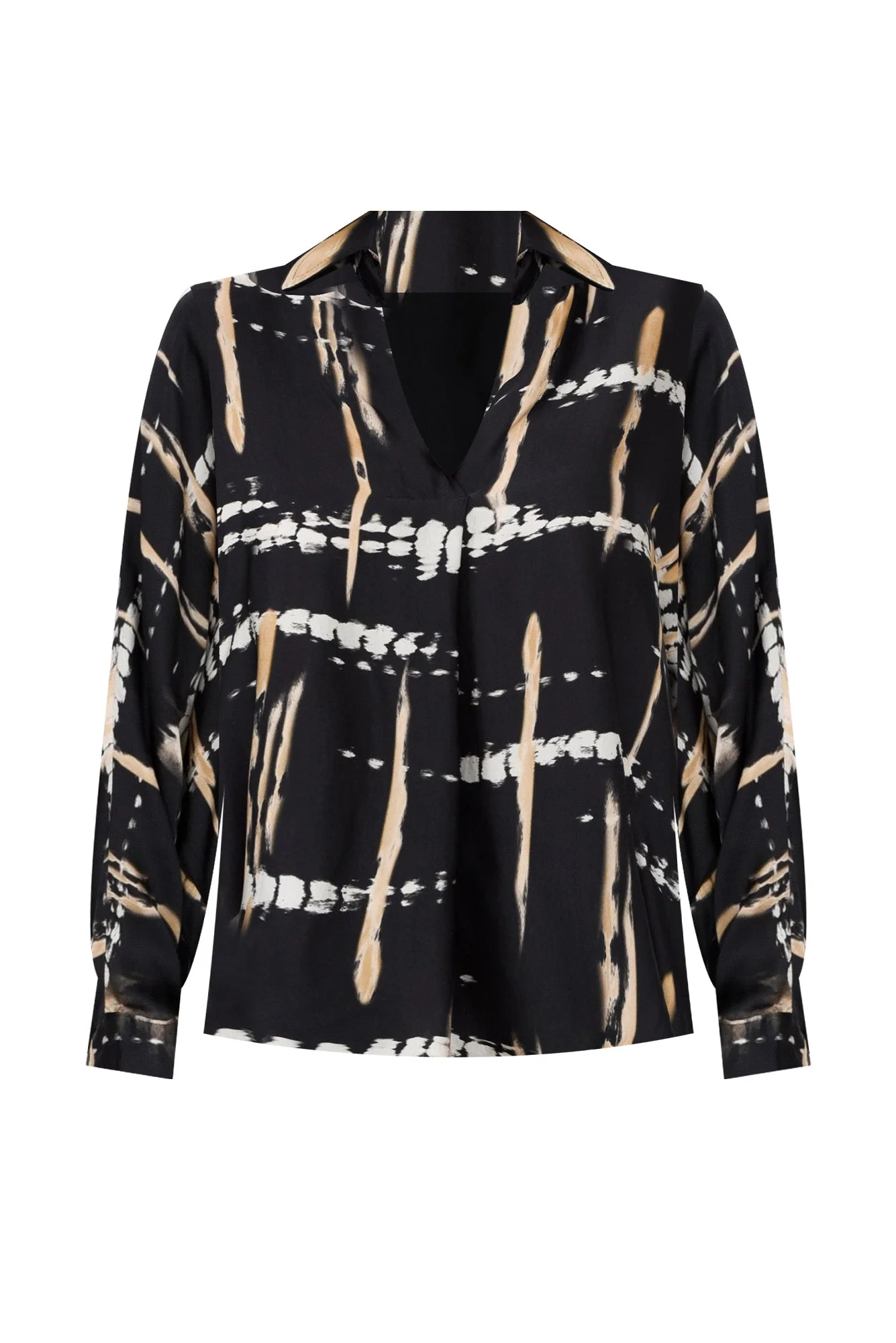Monroe Black Abstract Silk Blend Top