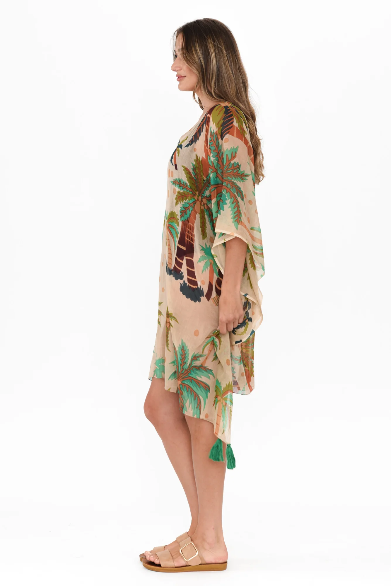 Stella Green Tropical Cotton Kaftan