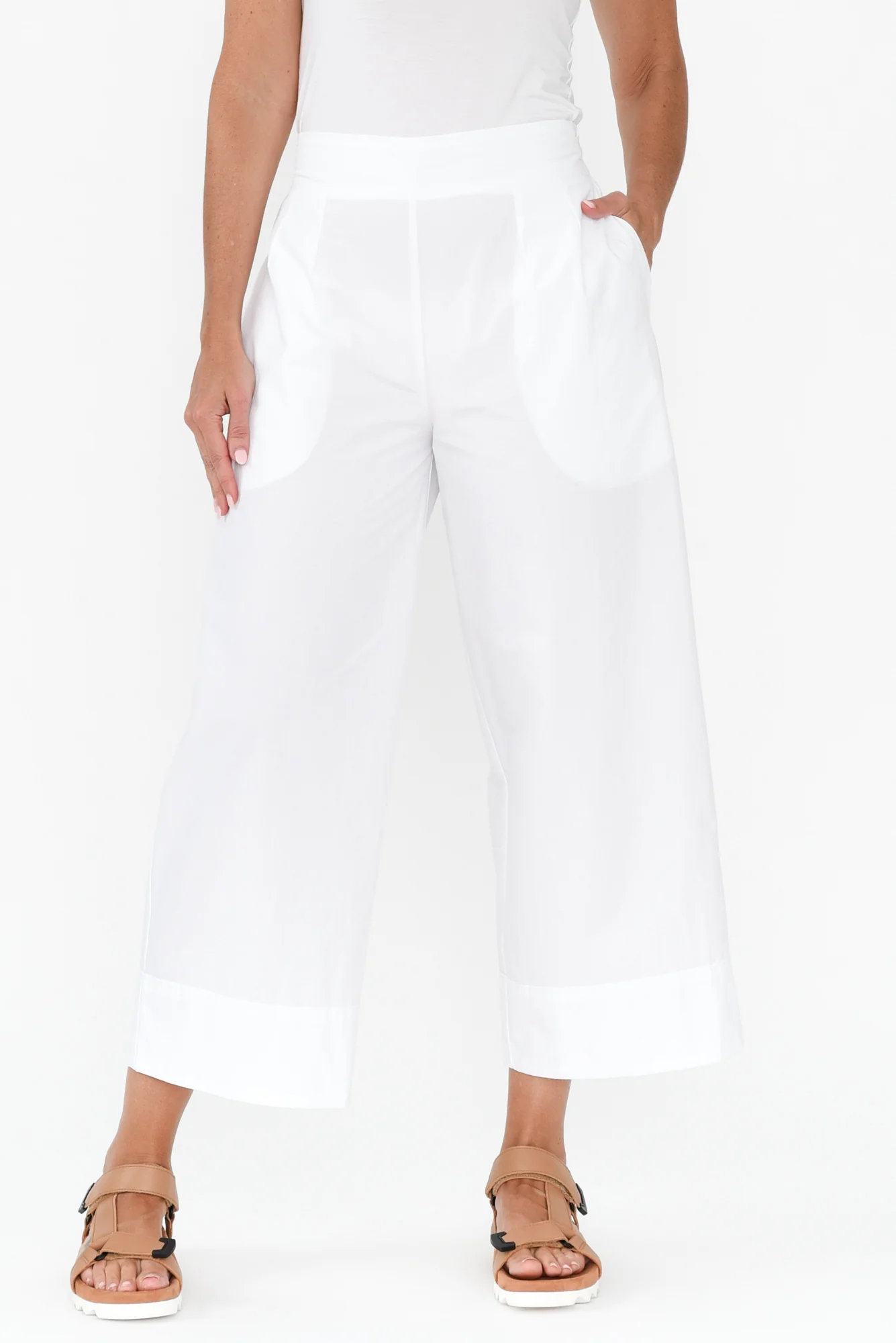 Betta White Cotton Wide Leg Pants