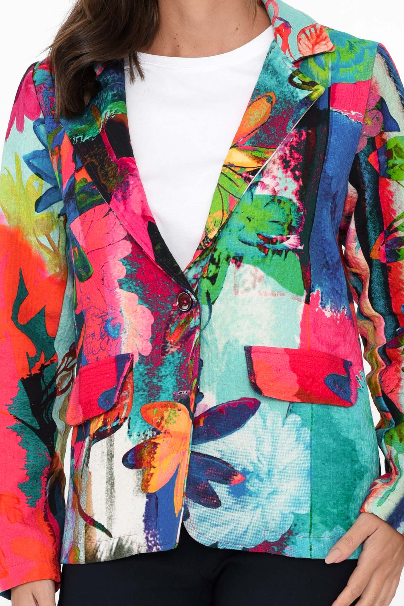 Dunstan Pink Flower Cotton Blazer