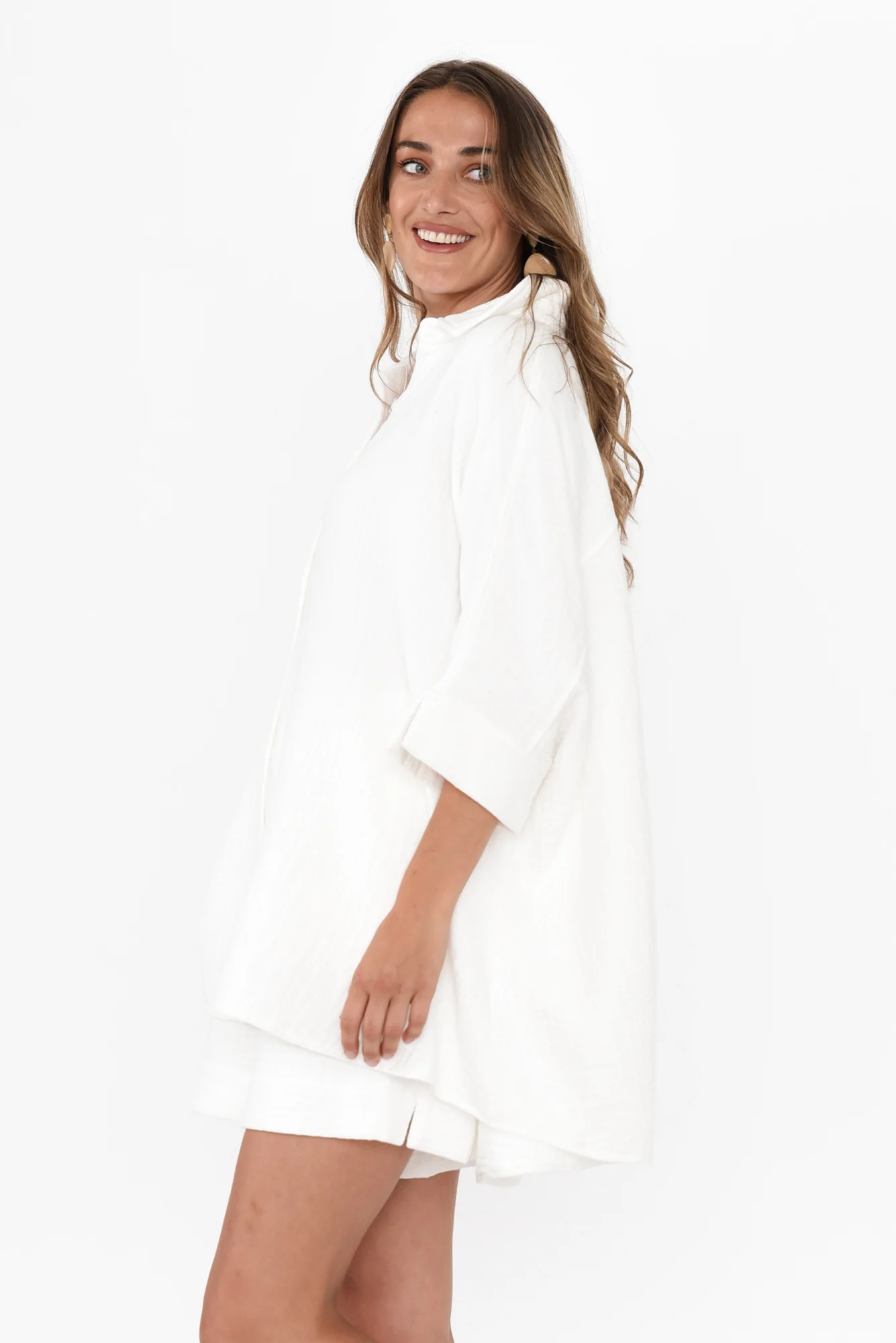 Calia White Cotton Cheesecloth Shirt