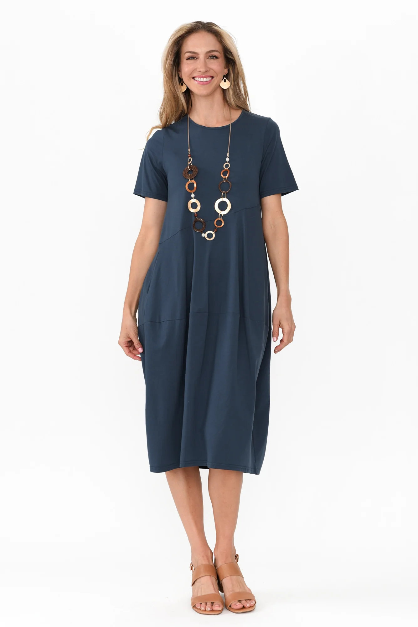 Morgan Deep Teal Diagonal Seam Dress