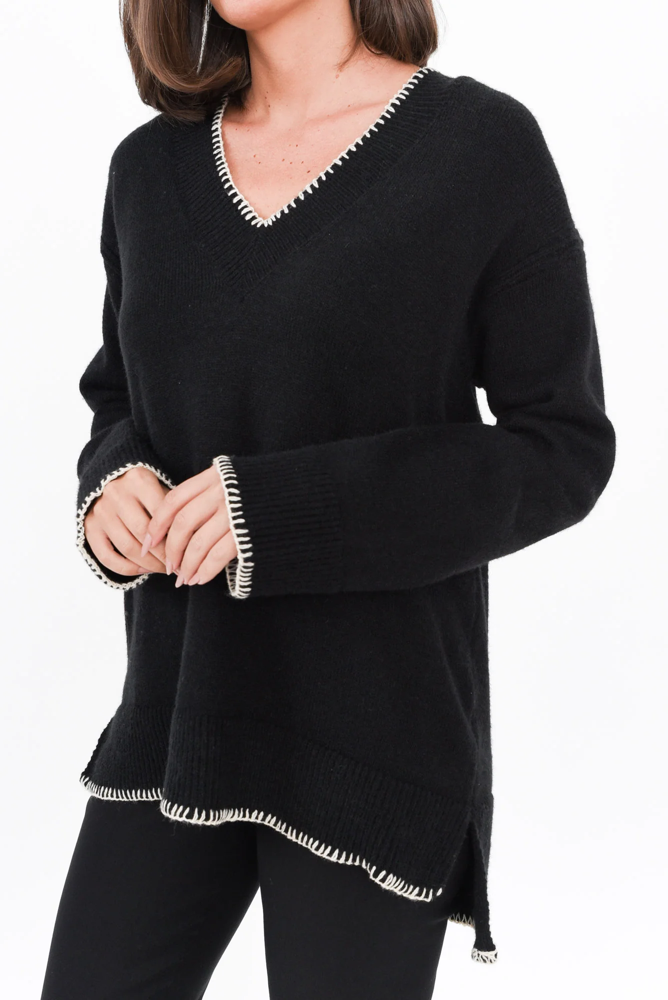 Garrick Black Trim Knit Jumper
