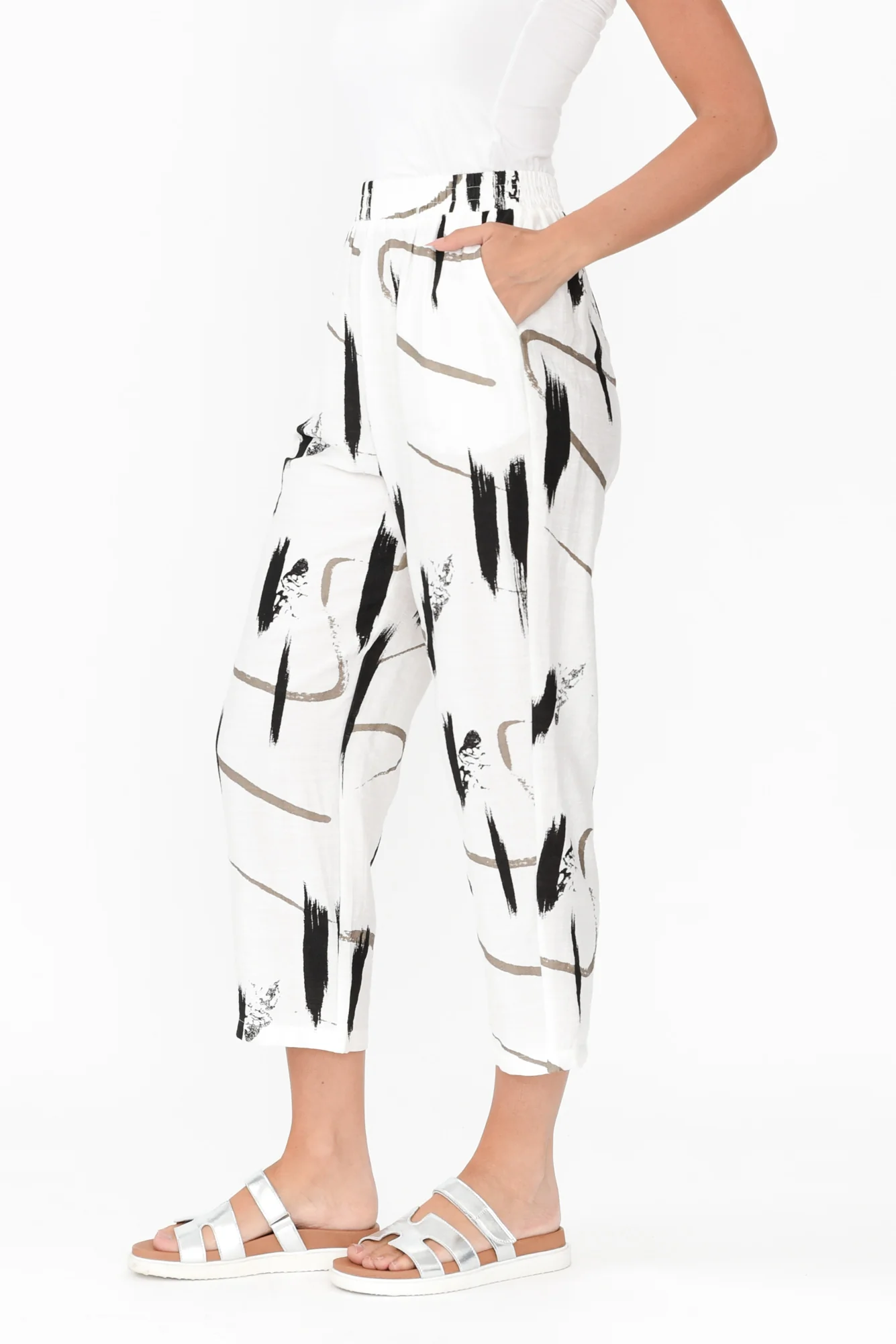 Mahala White Dash Pocket Pants