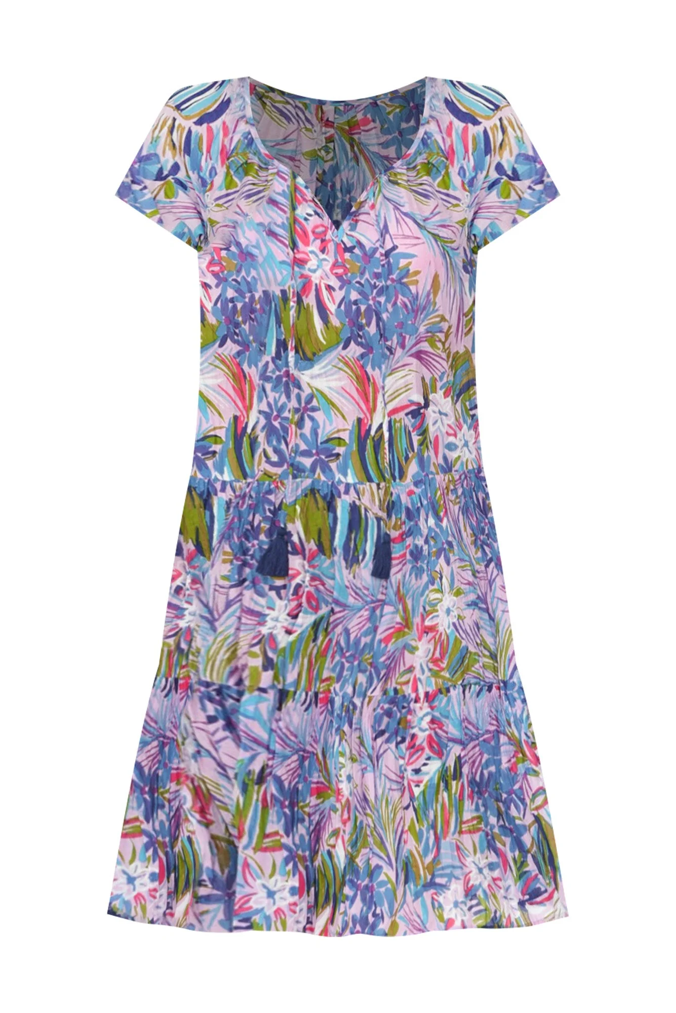 Bessie Purple Floral Cotton Tier Dress
