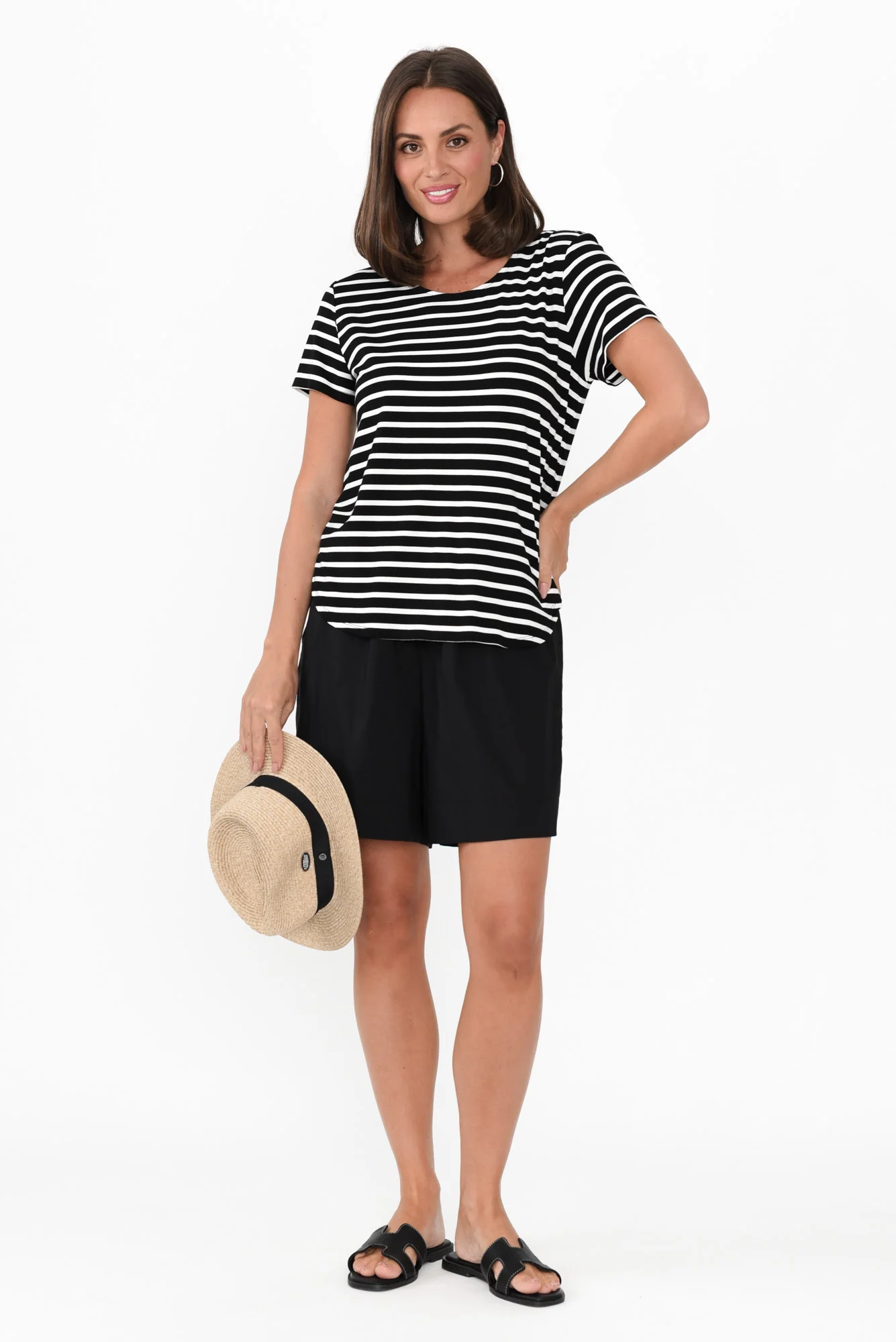 Pomona Black Cotton Shorts