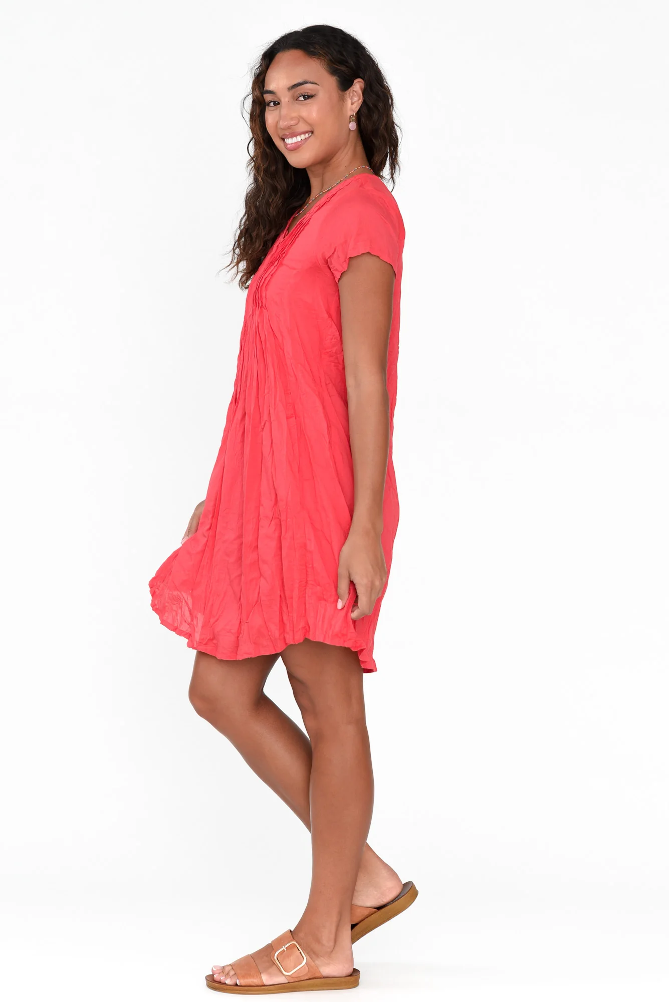 Sabina Cherry Crinkle Cotton Dress