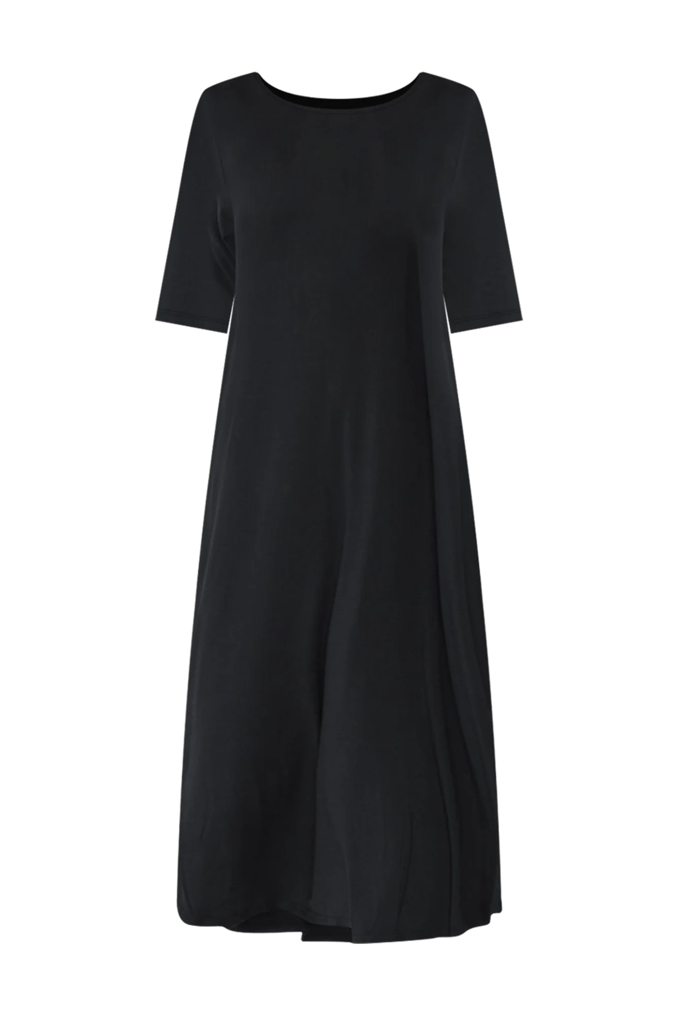 Black Micro Modal Tri Drape Dress